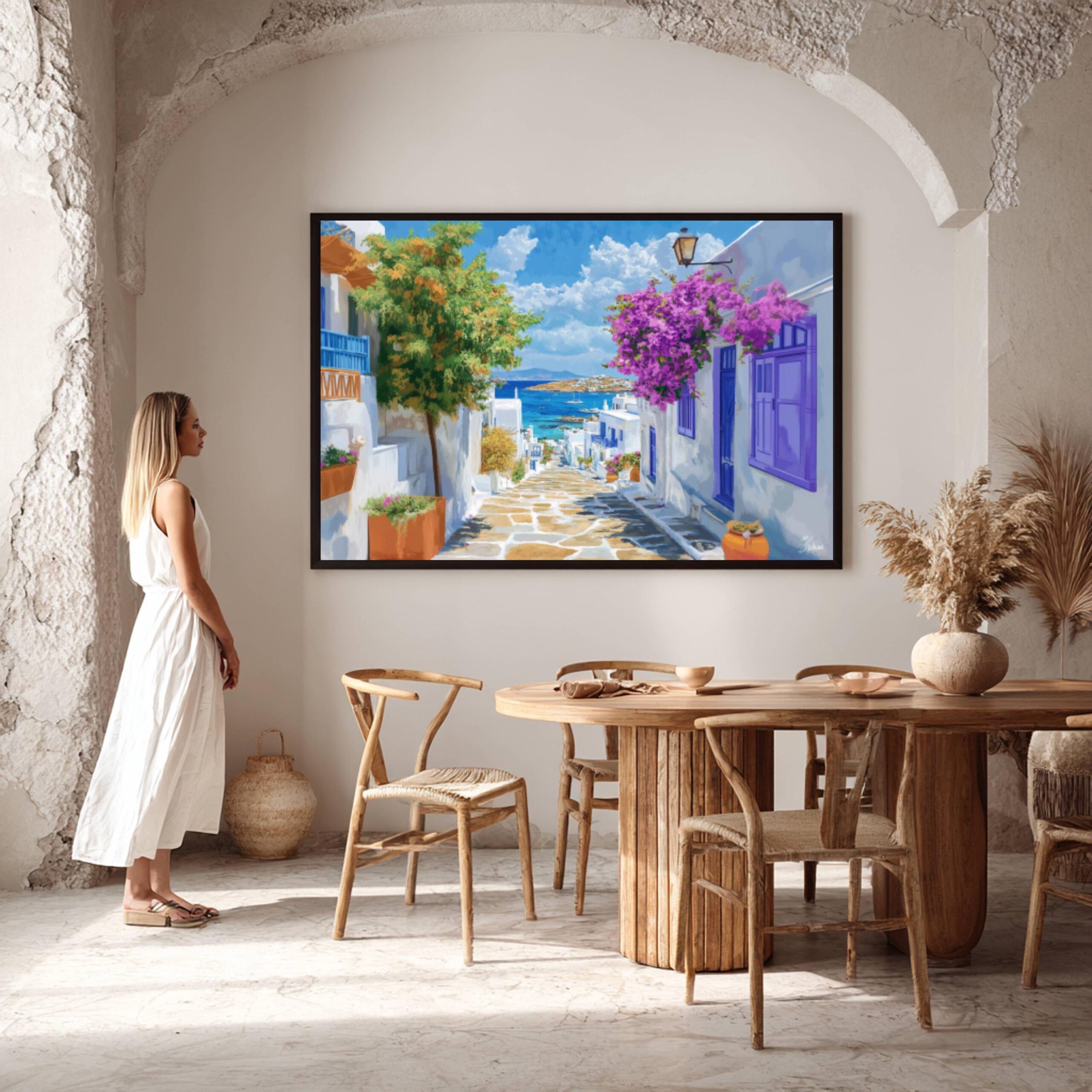 Mykonos Island Greece Watercolor: Greek Travel Art Poster - Image 2