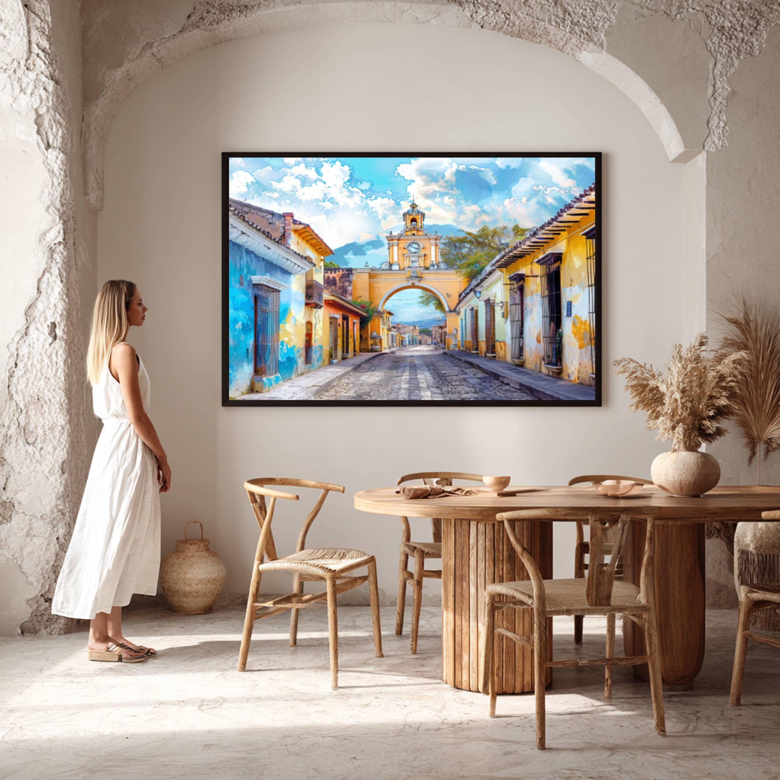 Arch of Santa Catalina Antigua Guatemala Central America Watercolor: Travel Art Poster - Image 2