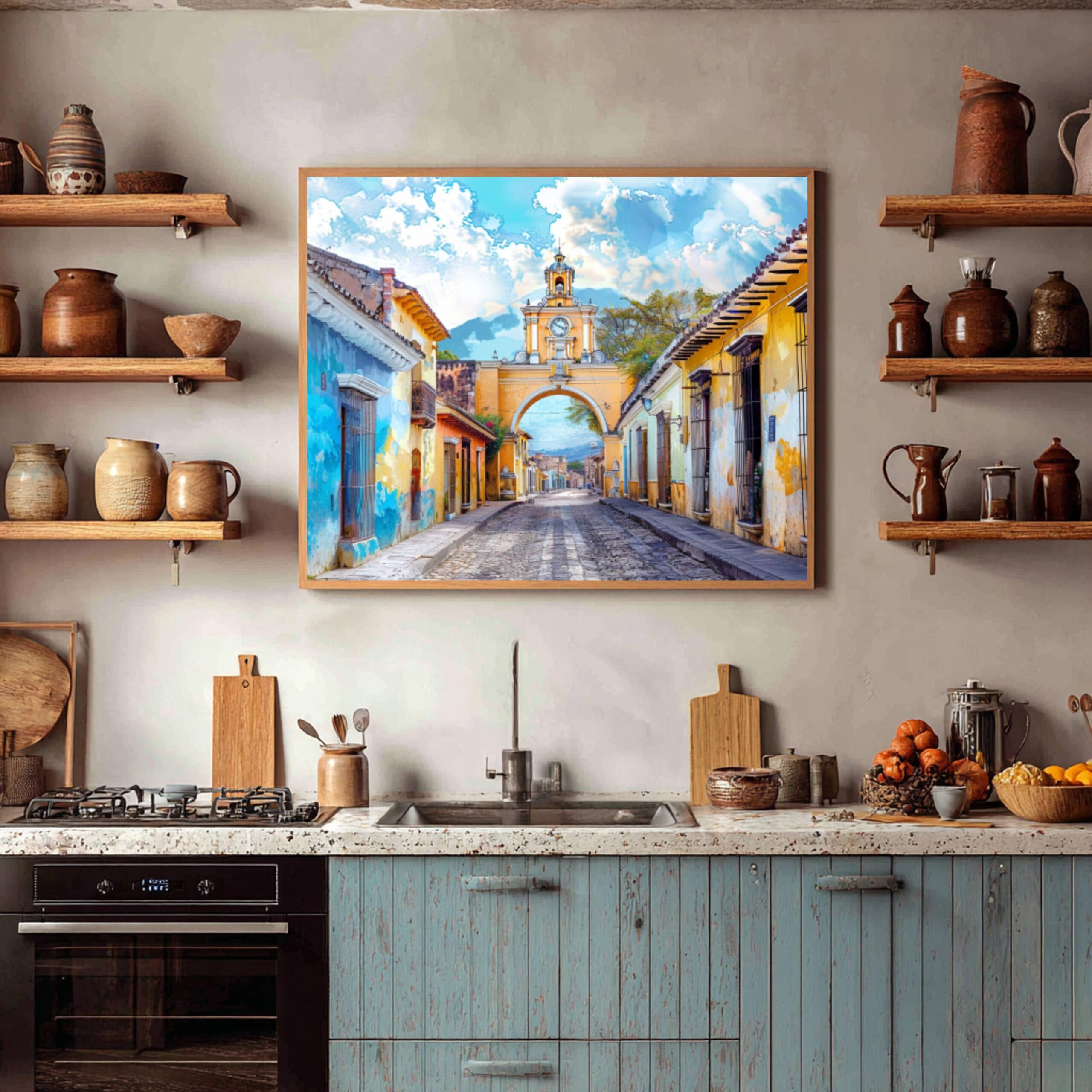 Arch of Santa Catalina Antigua Guatemala Central America Watercolor: Travel Art Poster - Image 7