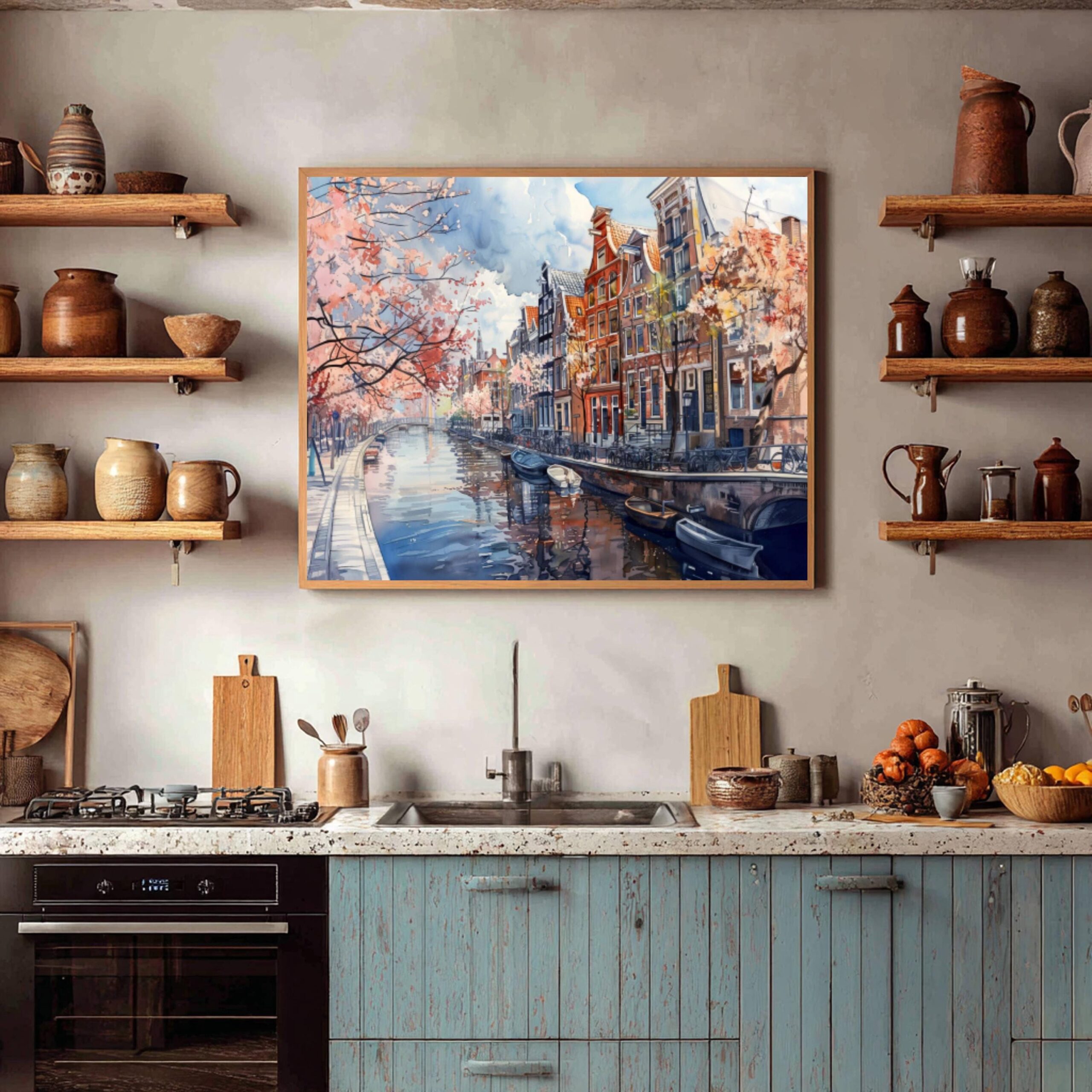 Amsterdam The Netherlands (Holland) Europe Watercolor: Dutch Art Travel Poster Print - Image 8