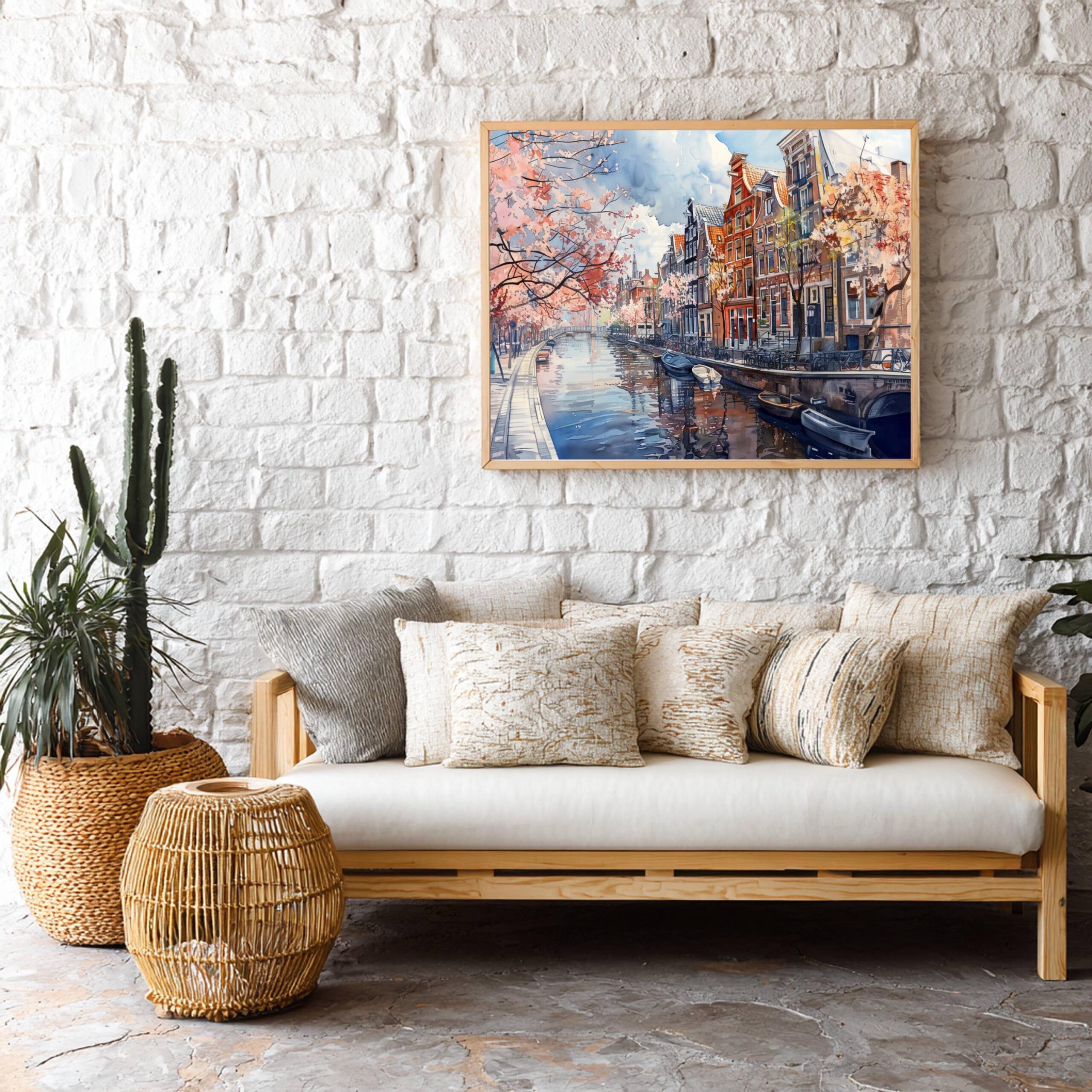 Amsterdam The Netherlands (Holland) Europe Watercolor: Dutch Art Travel Poster Print - Image 3