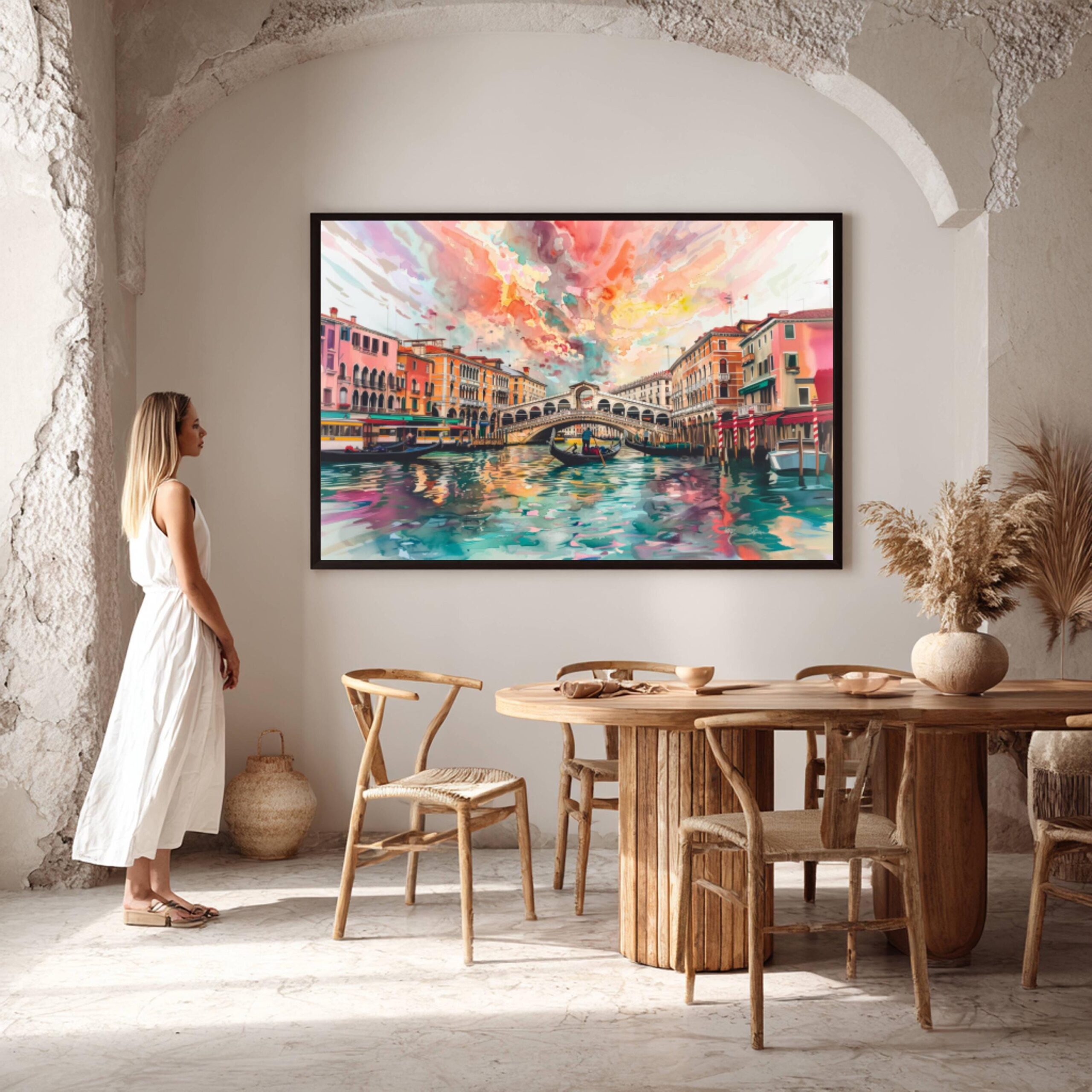Ponte di Rialto Venice Italy Watercolor: Italian Travel Art Print - Image 2