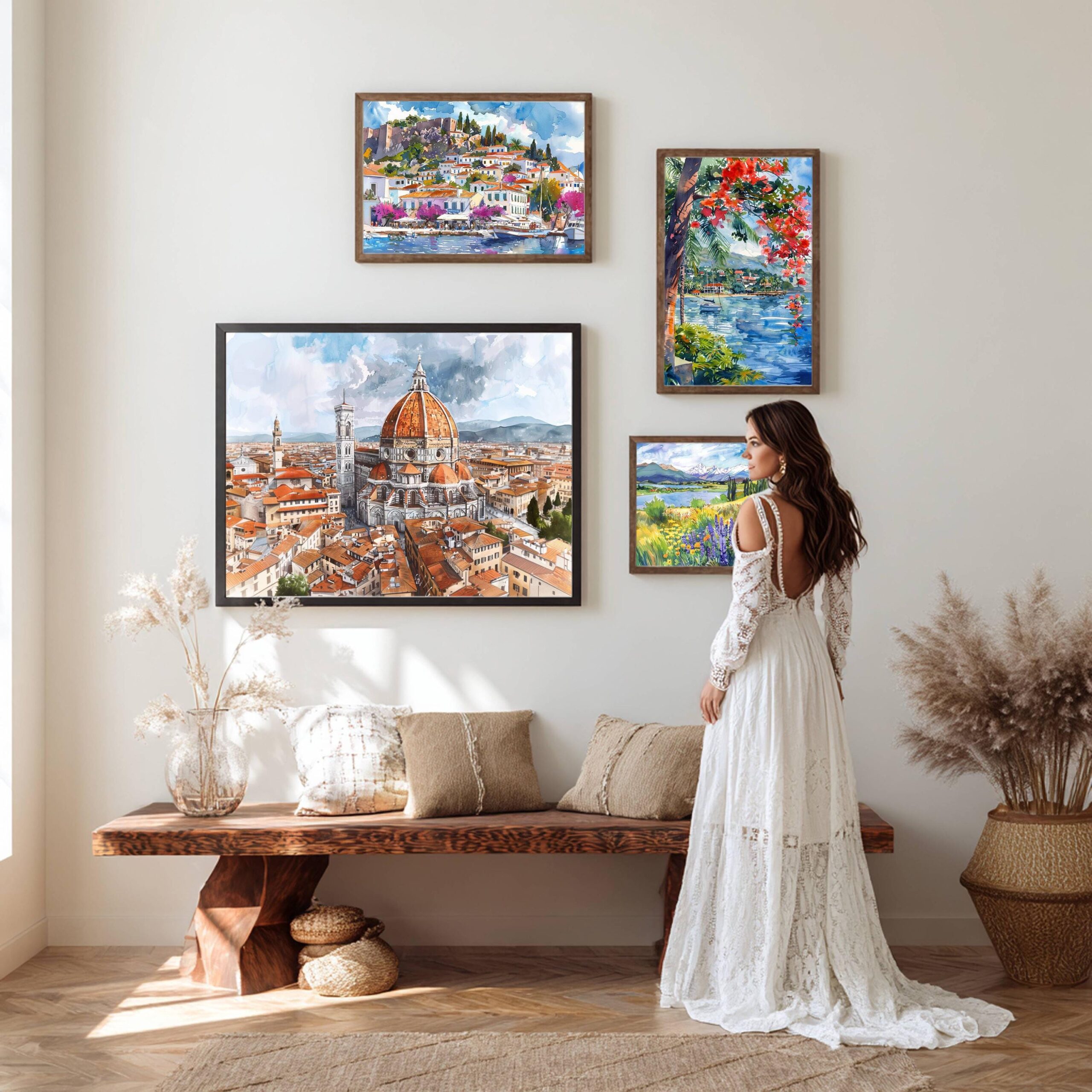 Duomo Santa Maria del Fiore Firenze Italy Europe Watercolor: Travel Art Poster - Image 10
