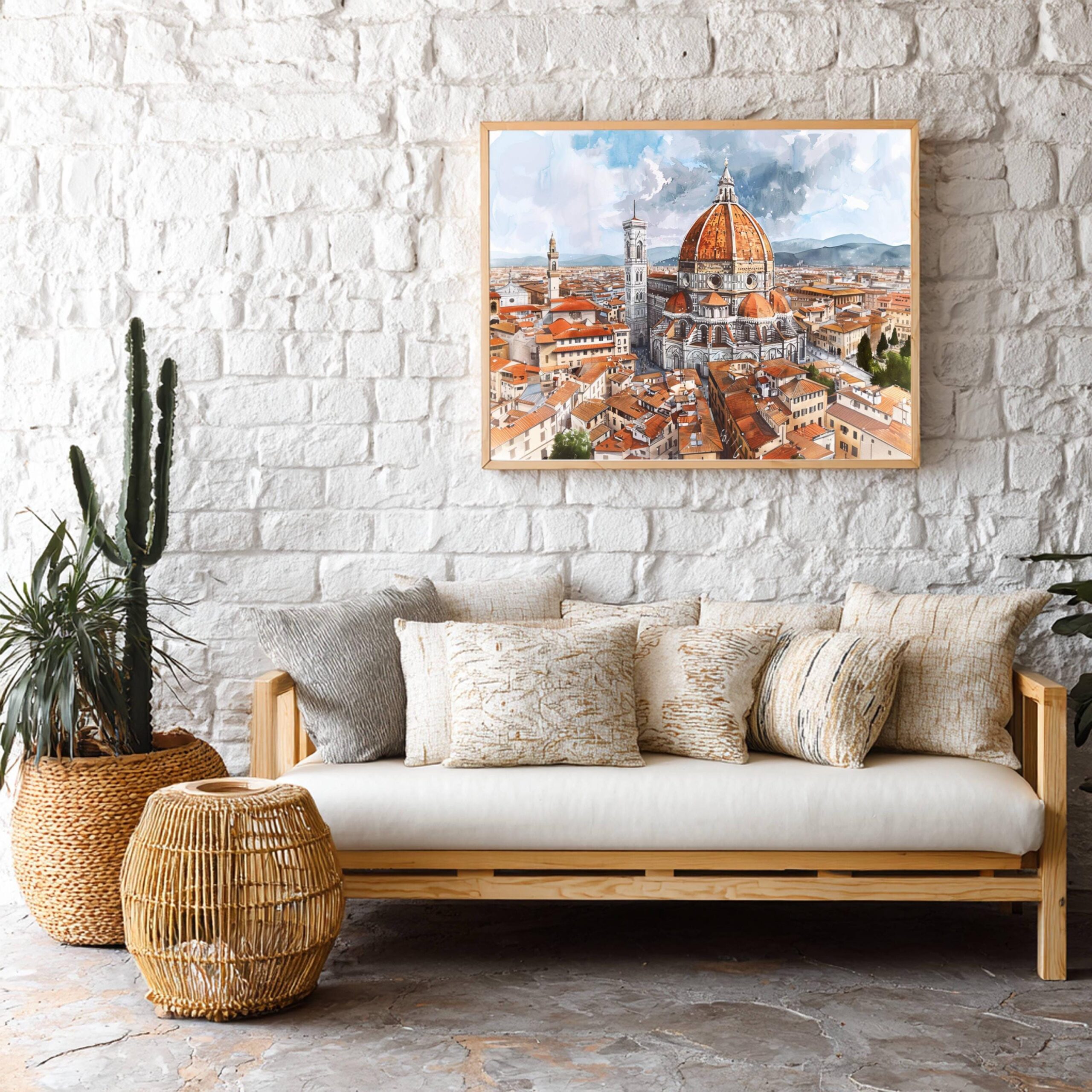 Duomo Santa Maria del Fiore Firenze Italy Europe Watercolor: Travel Art Poster - Image 3