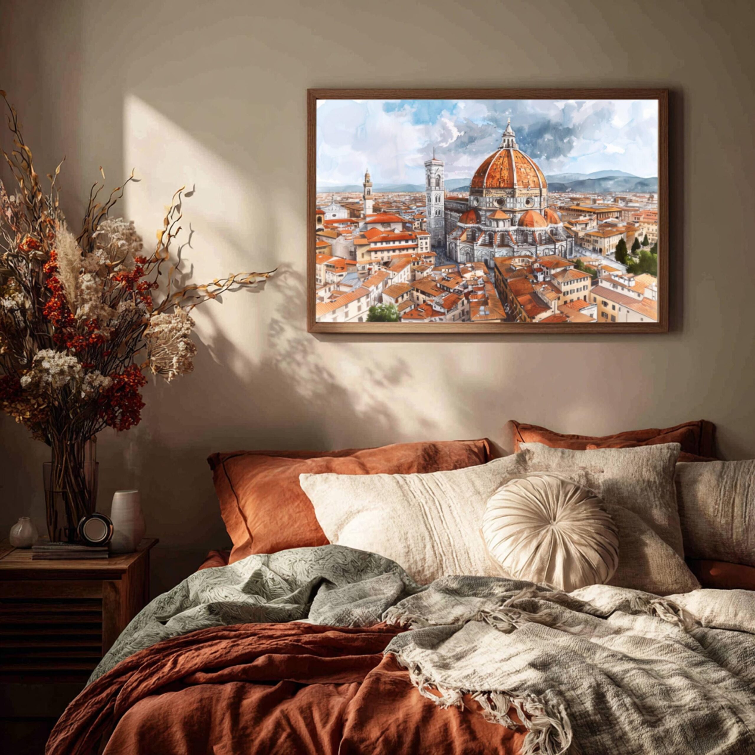Duomo Santa Maria del Fiore Firenze Italy Europe Watercolor: Travel Art Poster - Image 9