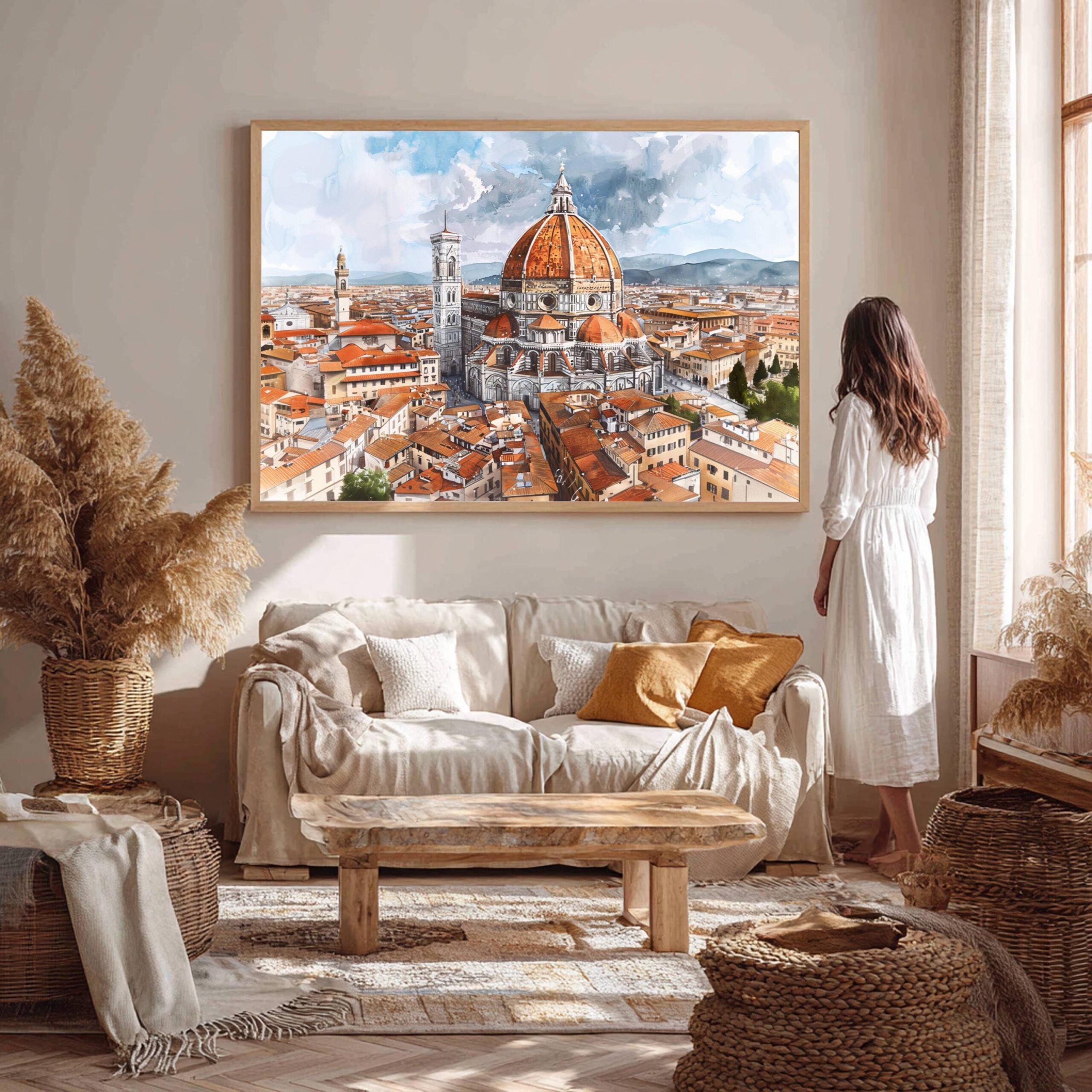 Duomo Santa Maria del Fiore Firenze Italy Europe Watercolor: Travel Art Poster - Image 6