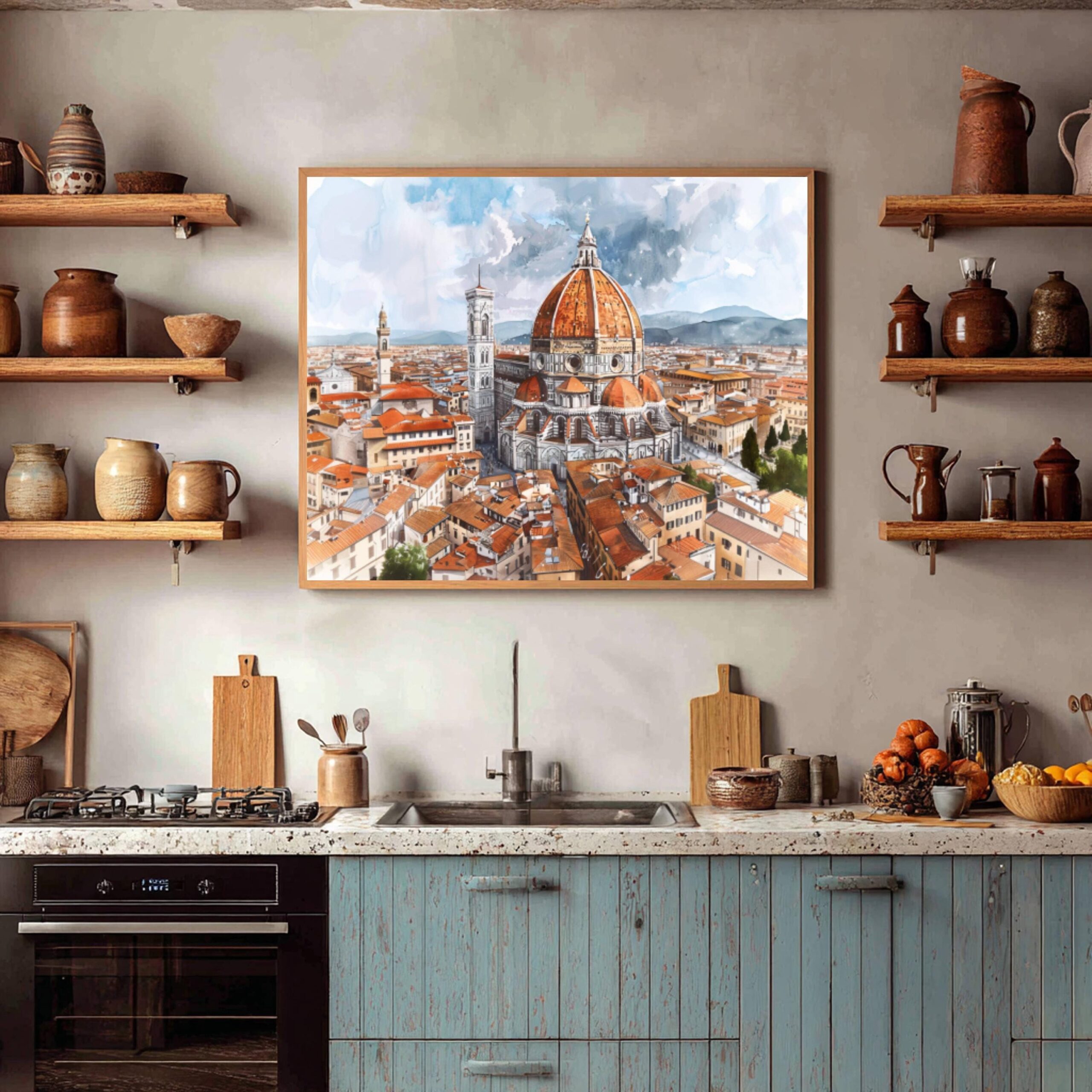 Duomo Santa Maria del Fiore Firenze Italy Europe Watercolor: Travel Art Poster - Image 8