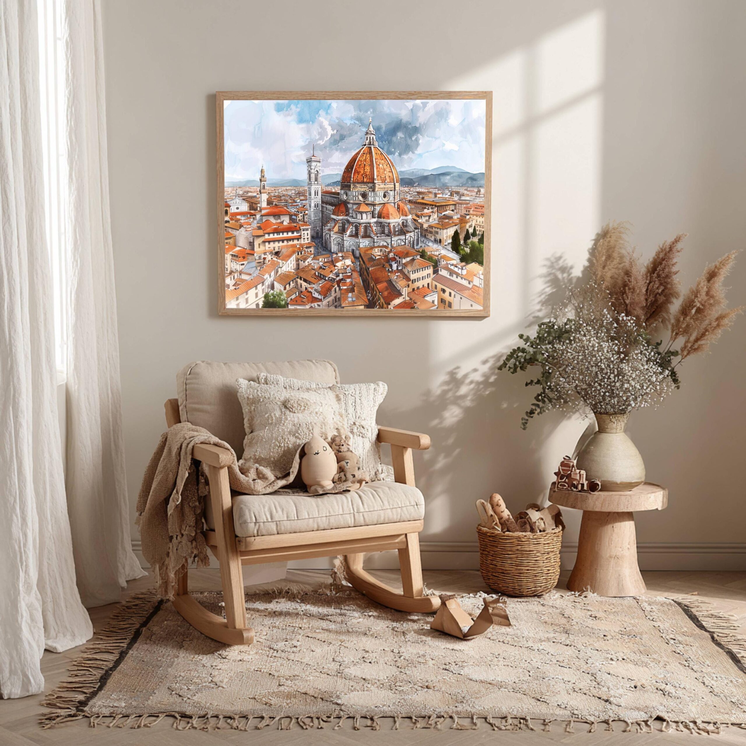 Duomo Santa Maria del Fiore Firenze Italy Europe Watercolor: Travel Art Poster - Image 4