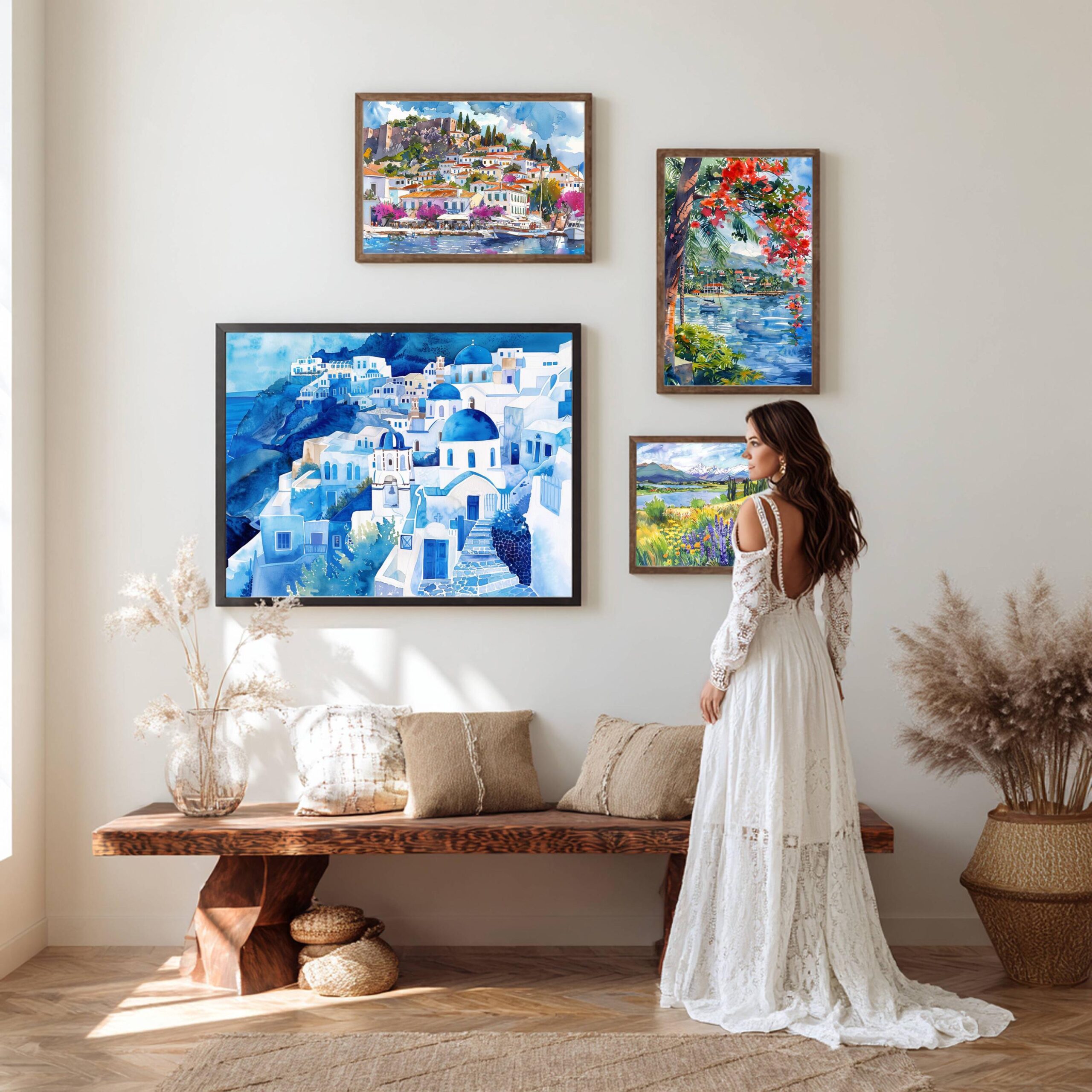 Santorini Island Greece Watercolor: Greek Travel Art Poster - Image 10