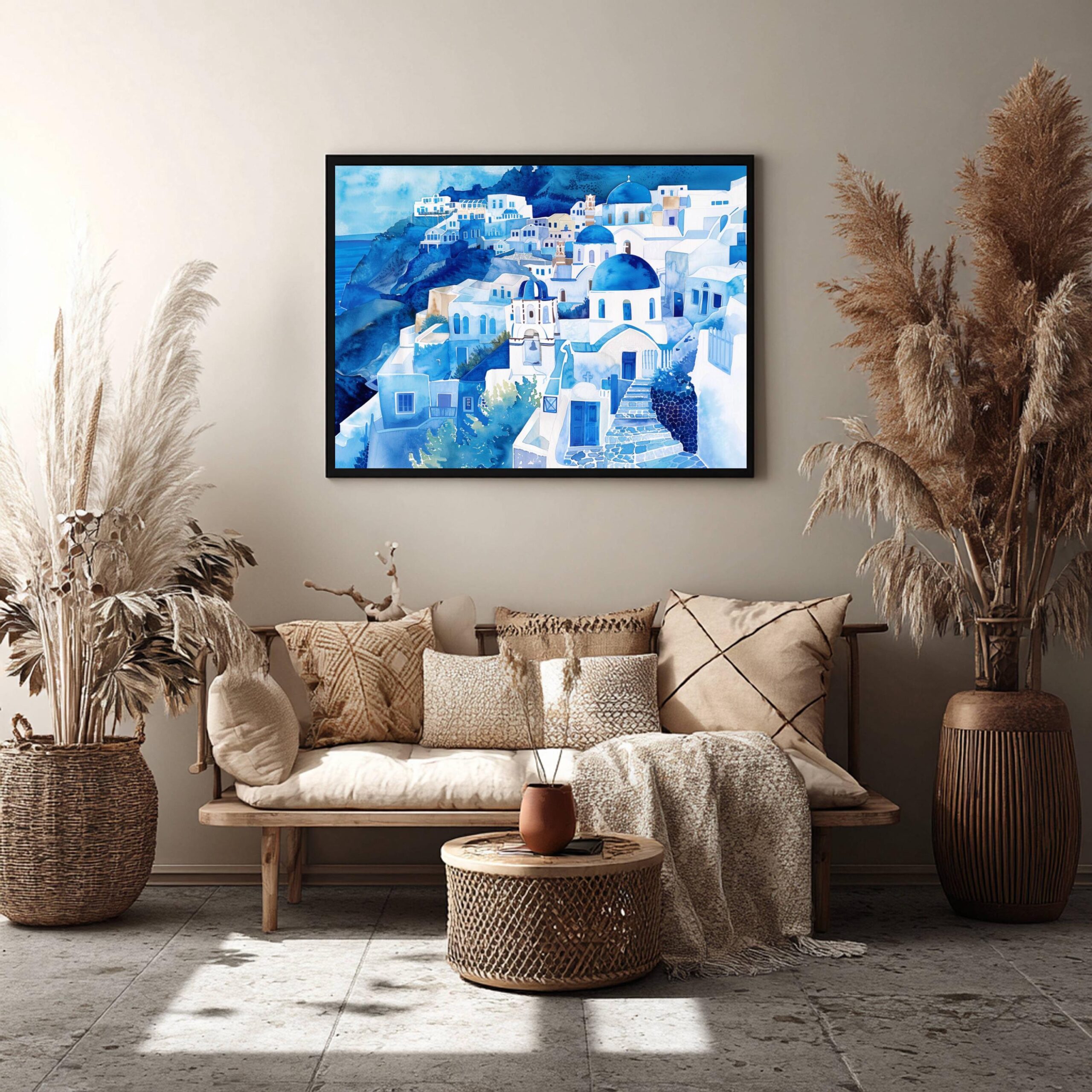 Santorini Island Greece Watercolor: Greek Travel Art Poster - Image 8