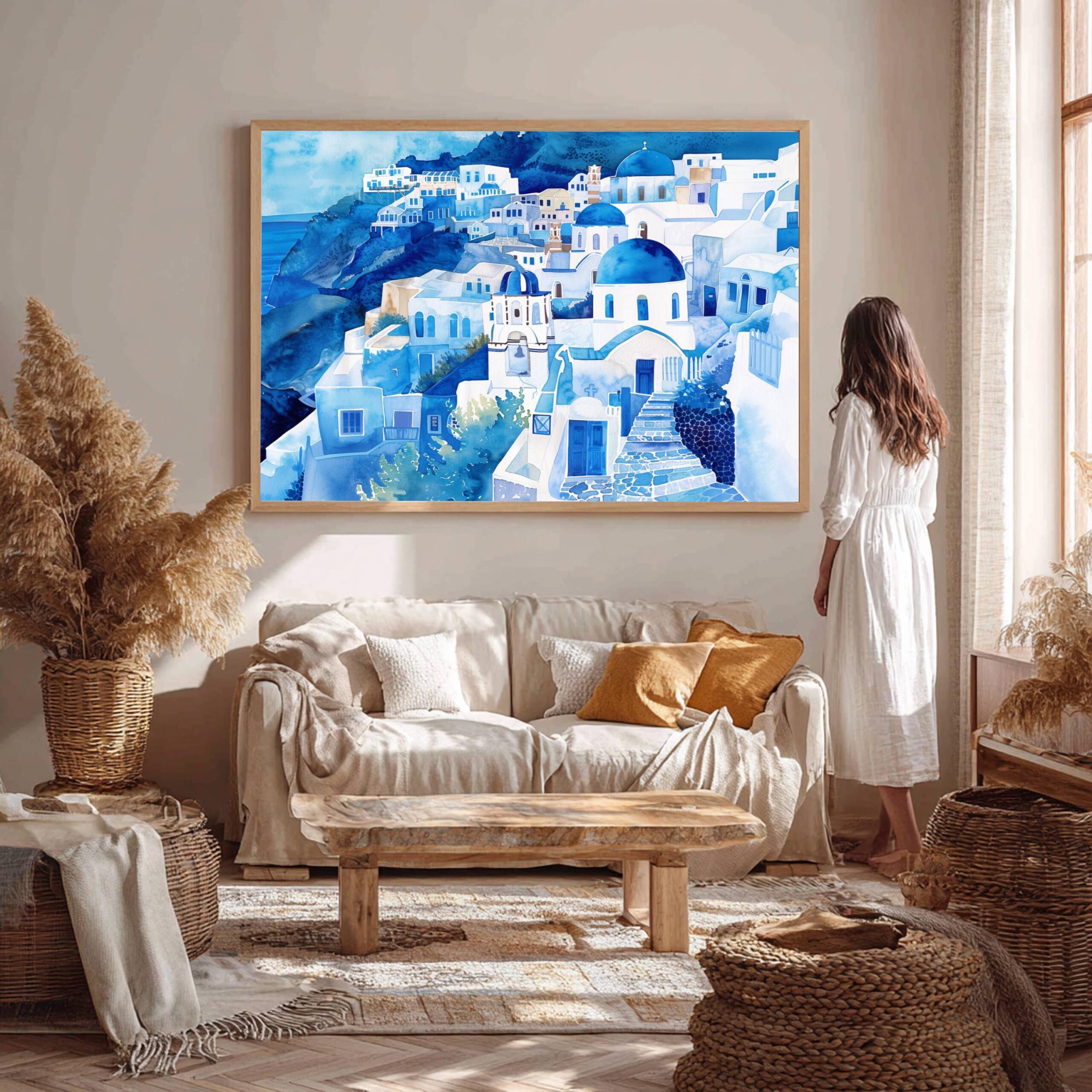 Santorini Island Greece Watercolor: Greek Travel Art Poster - Image 6