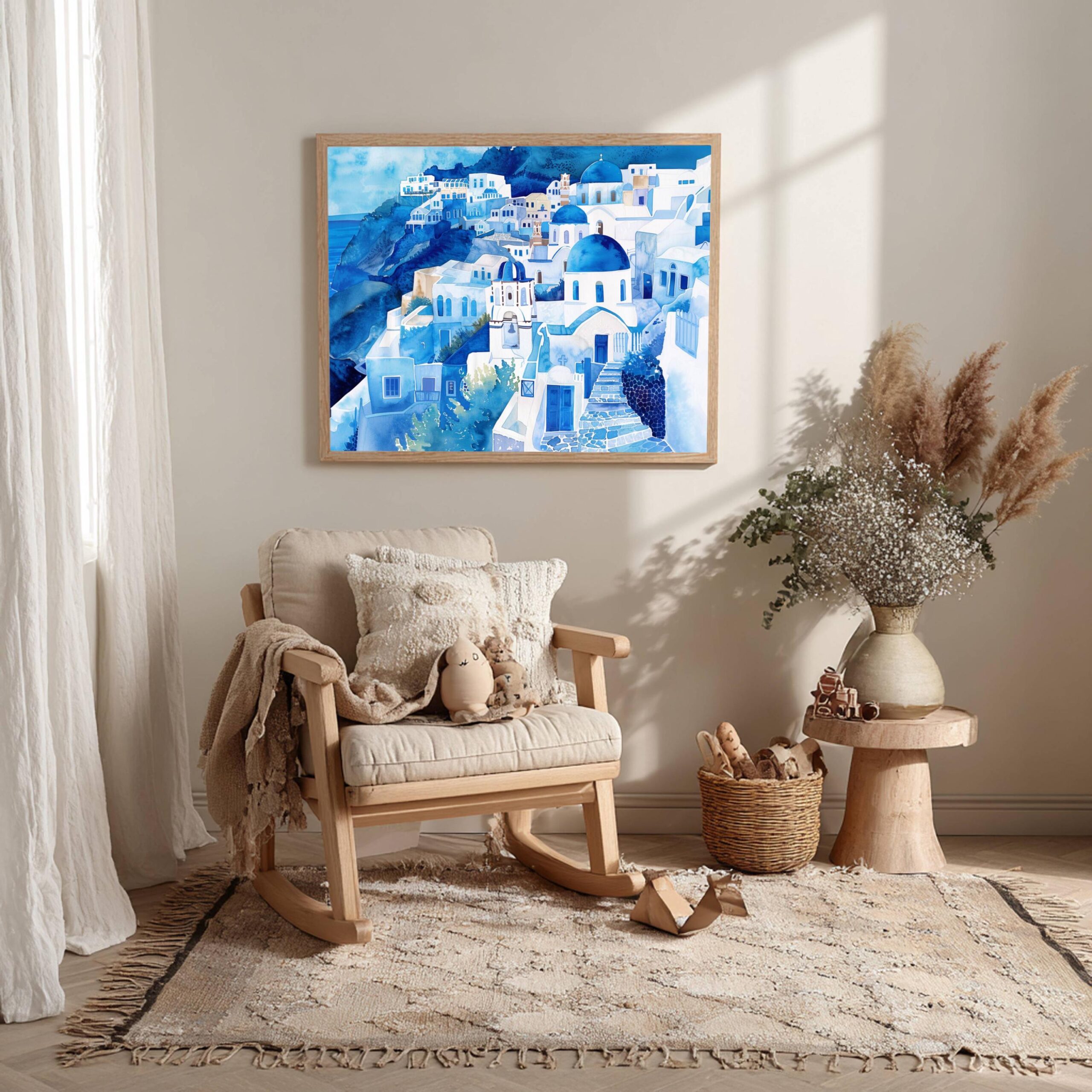 Santorini Island Greece Watercolor: Greek Travel Art Poster - Image 4