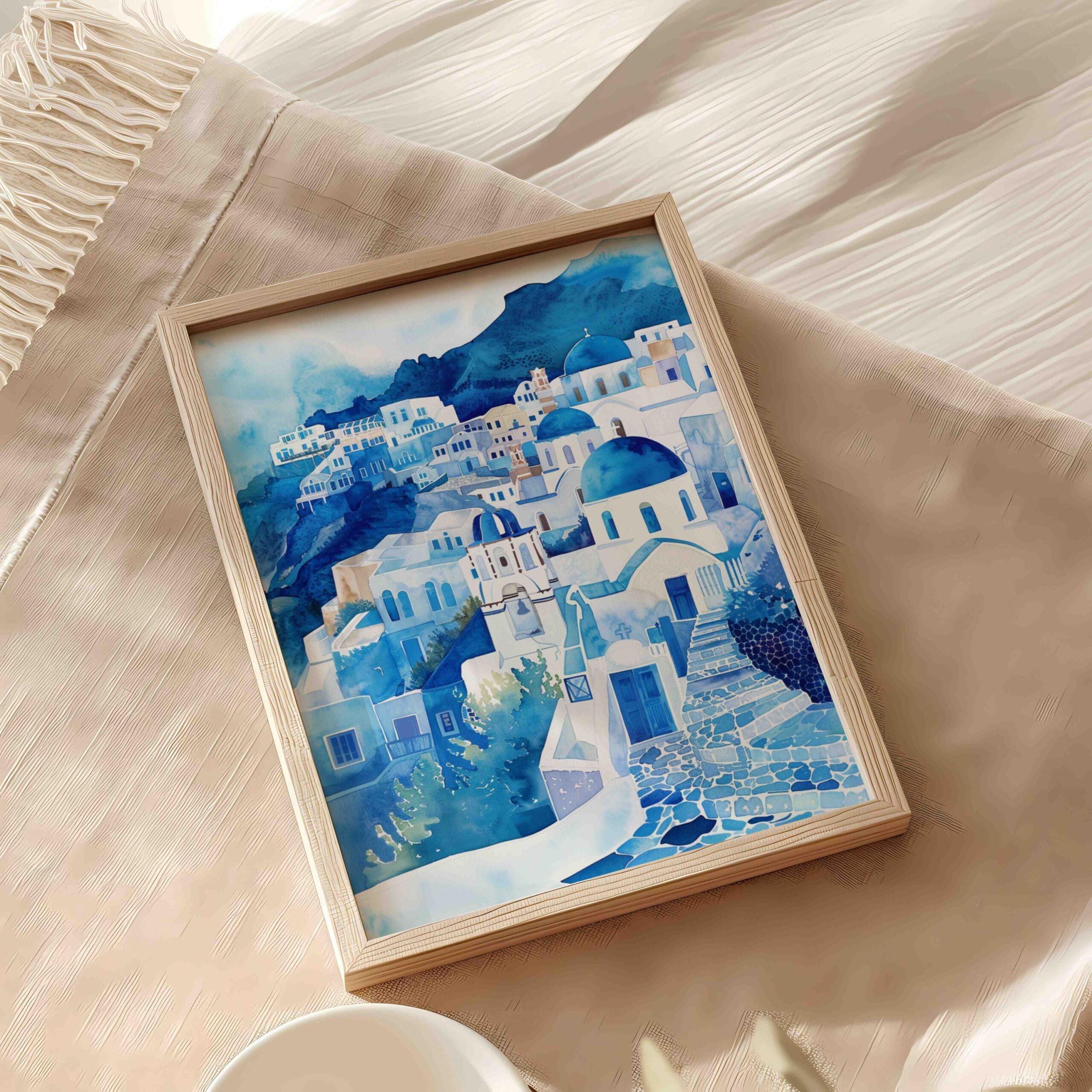 Santorini Island Greece Watercolor: Greek Travel Art Poster - Image 10