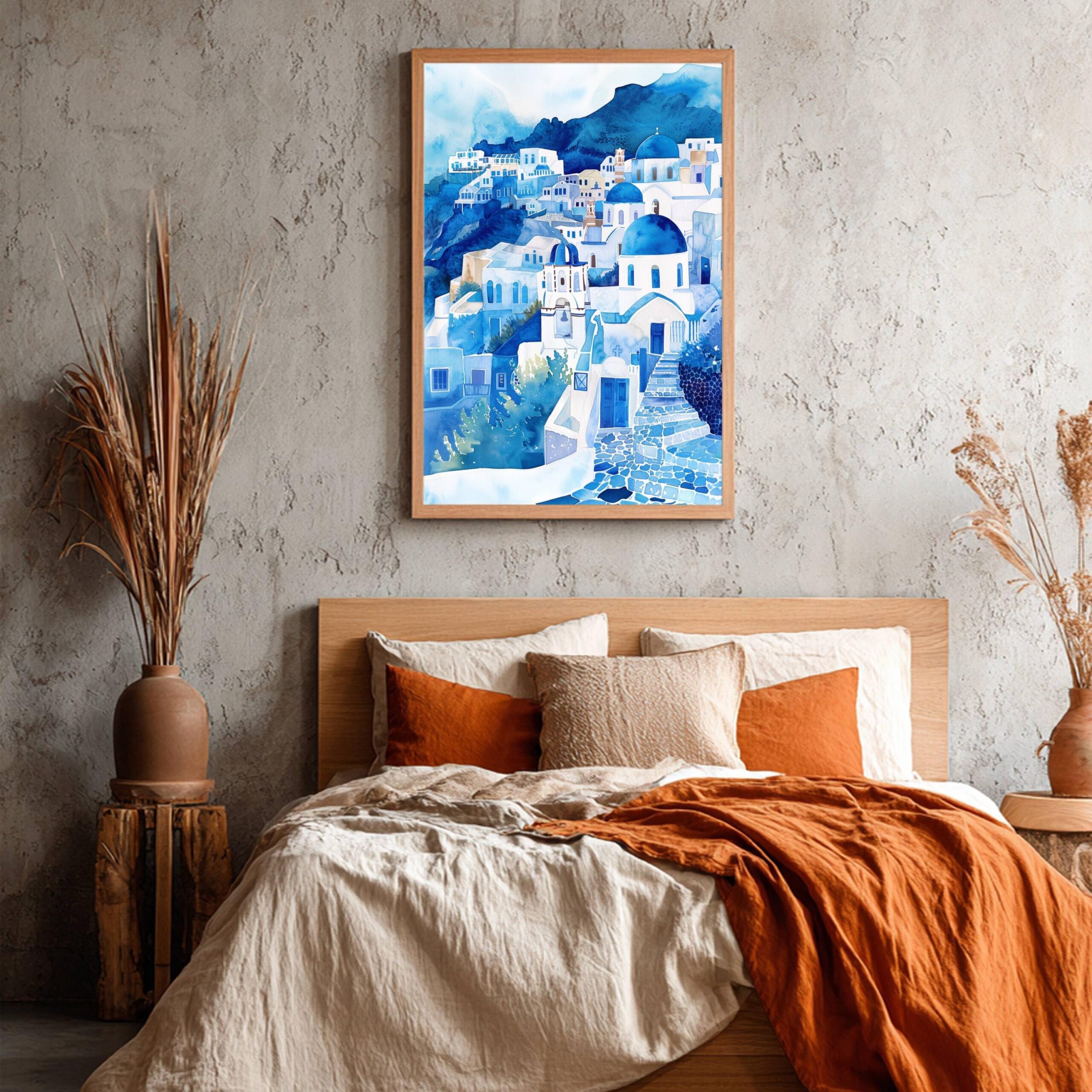 Santorini Island Greece Watercolor: Greek Travel Art Poster - Image 9