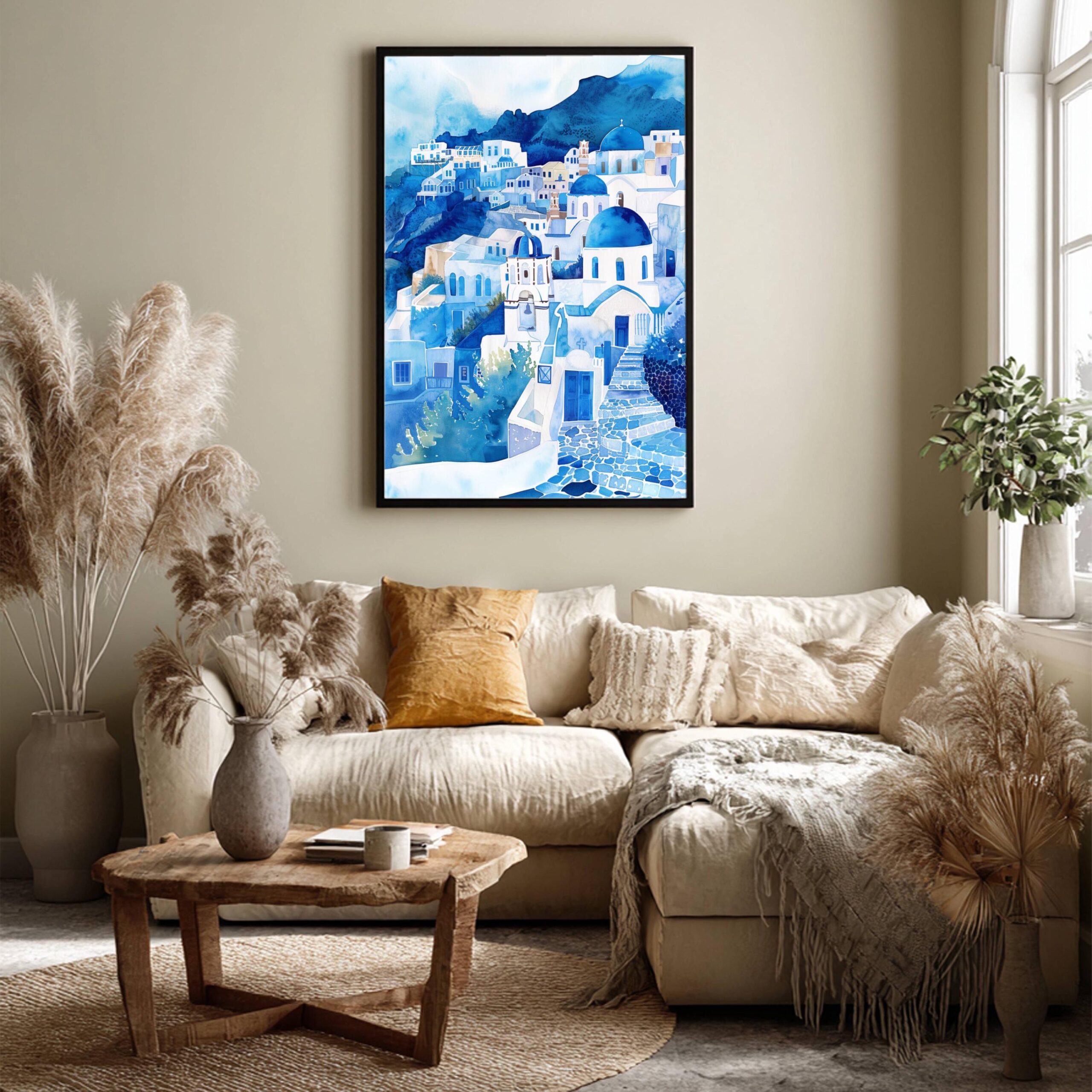 Santorini Island Greece Watercolor: Greek Travel Art Poster - Image 4