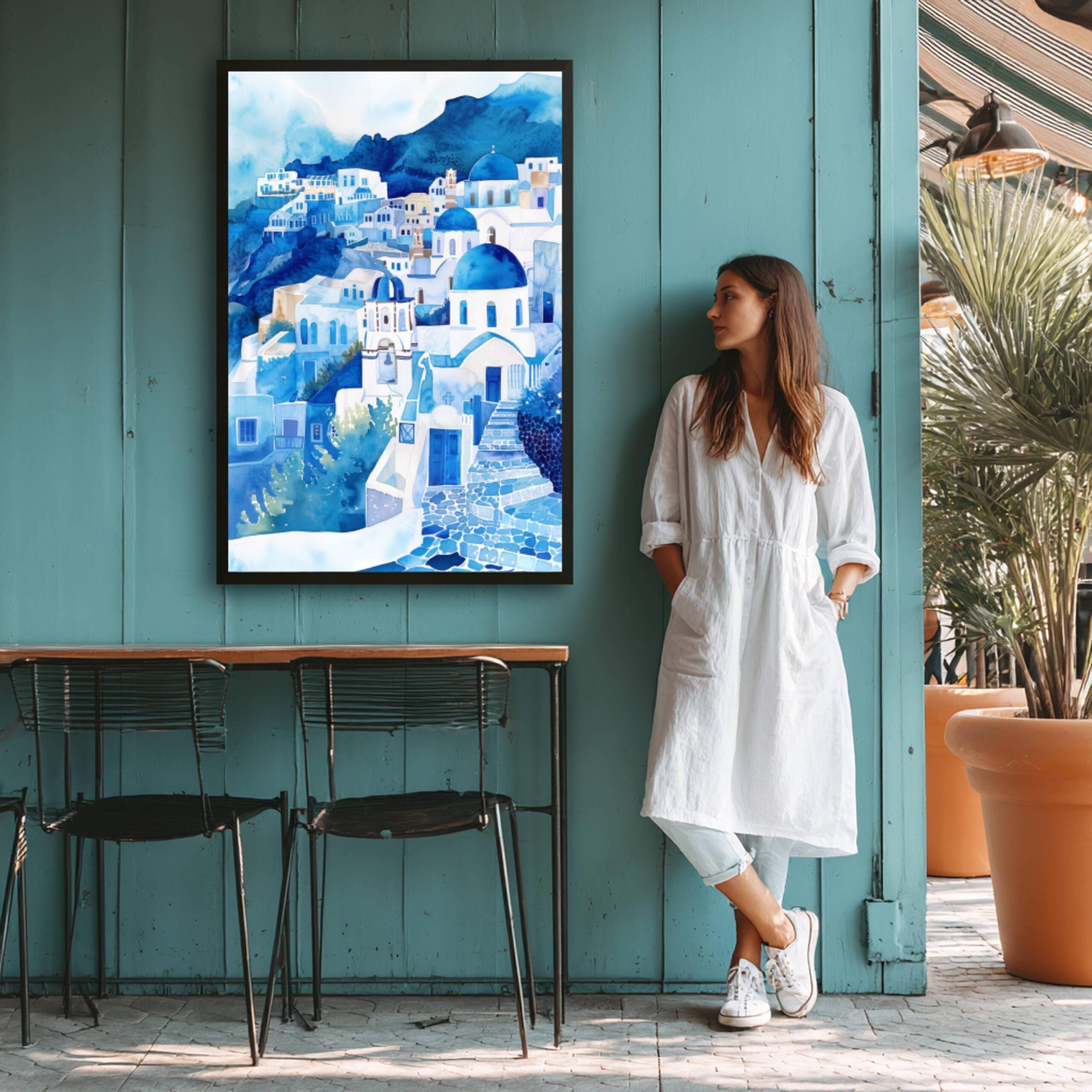 Santorini Island Greece Watercolor: Greek Travel Art Poster - Image 8