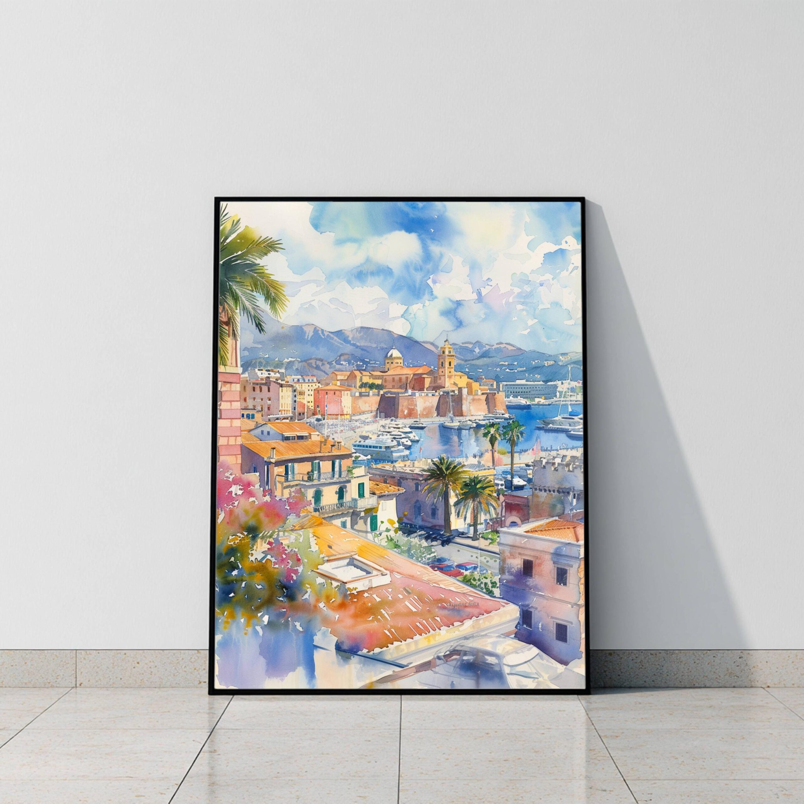 Cagliari Sardinia Italy Europe Watercolor Print: Italian Travel Art Poster - Image 2
