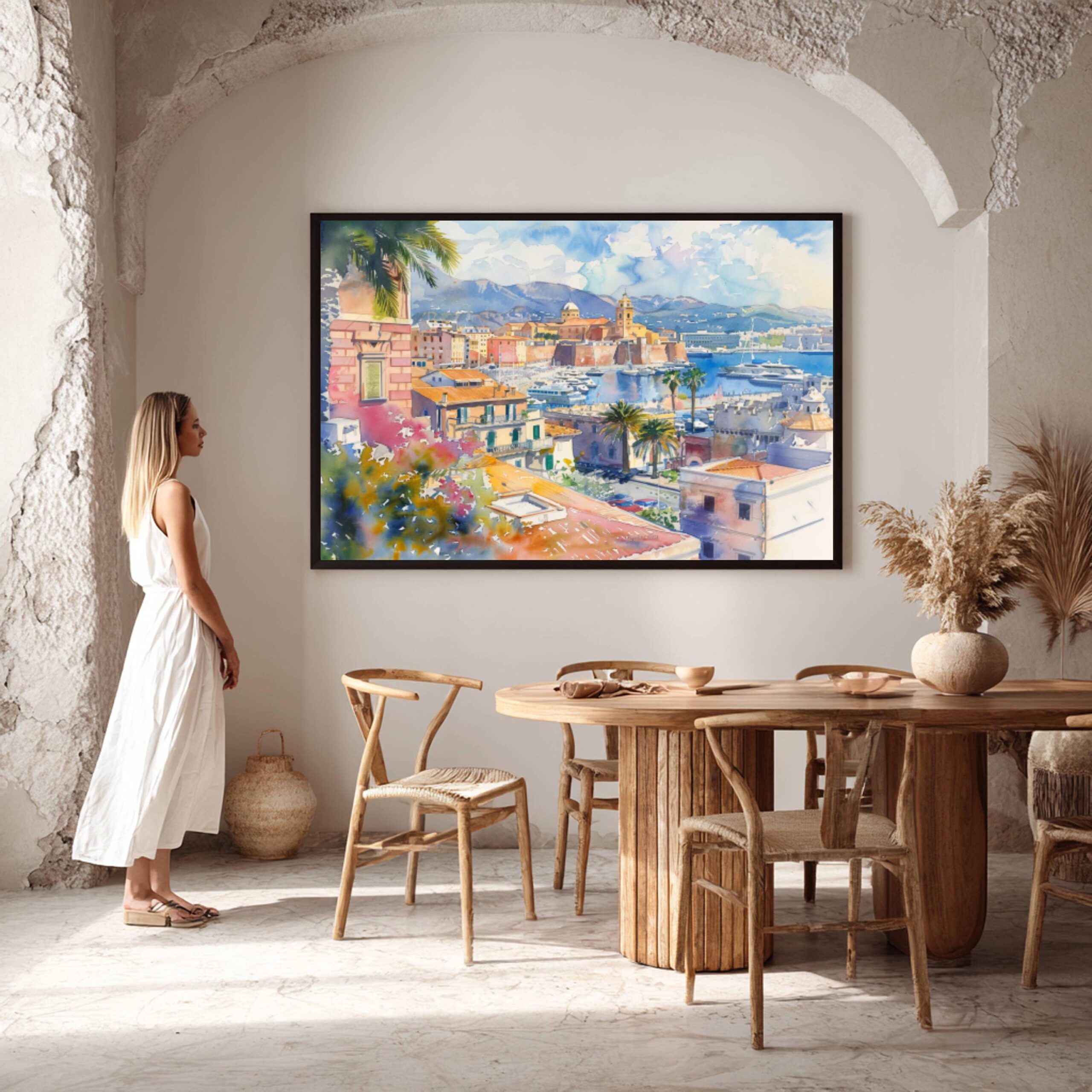 Cagliari Sardinia Italy Watercolor Print: Europe Travel Art Poster - Image 2