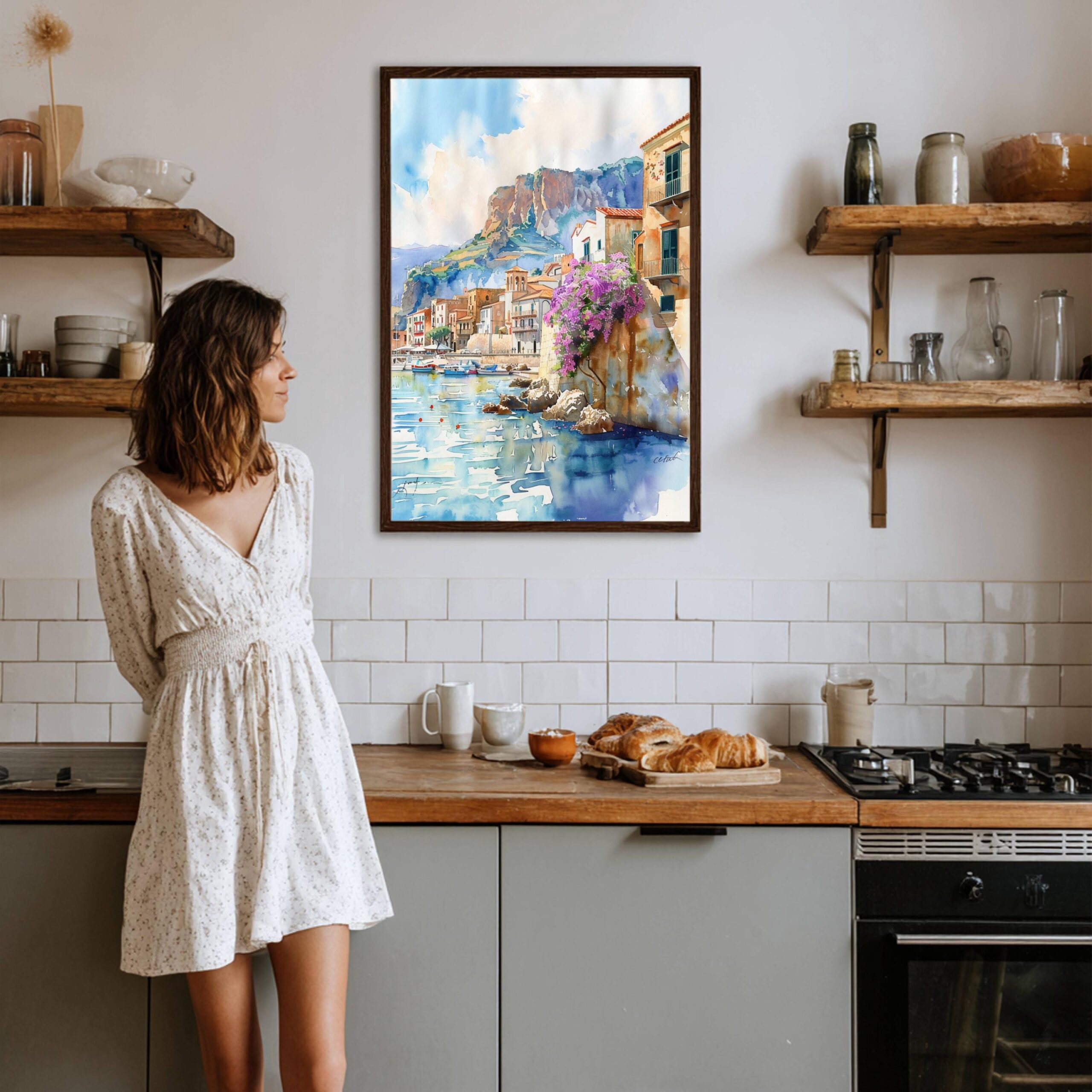 Cefalu Sicily Italy Europe Watercolor Print: Italian Travel Art Poster - Image 6