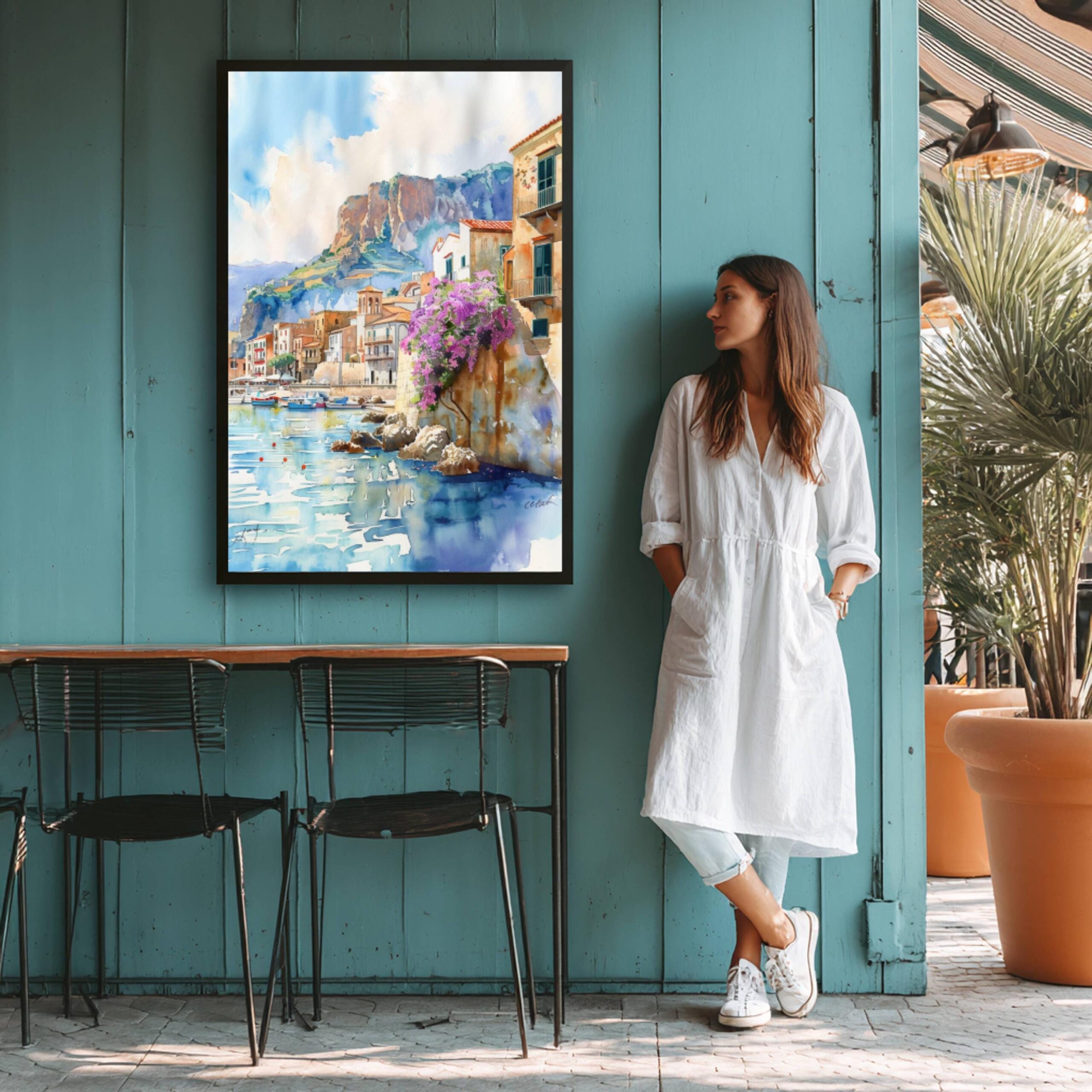 Cefalu Sicily Italy Europe Watercolor Print: Italian Travel Art Poster - Image 8