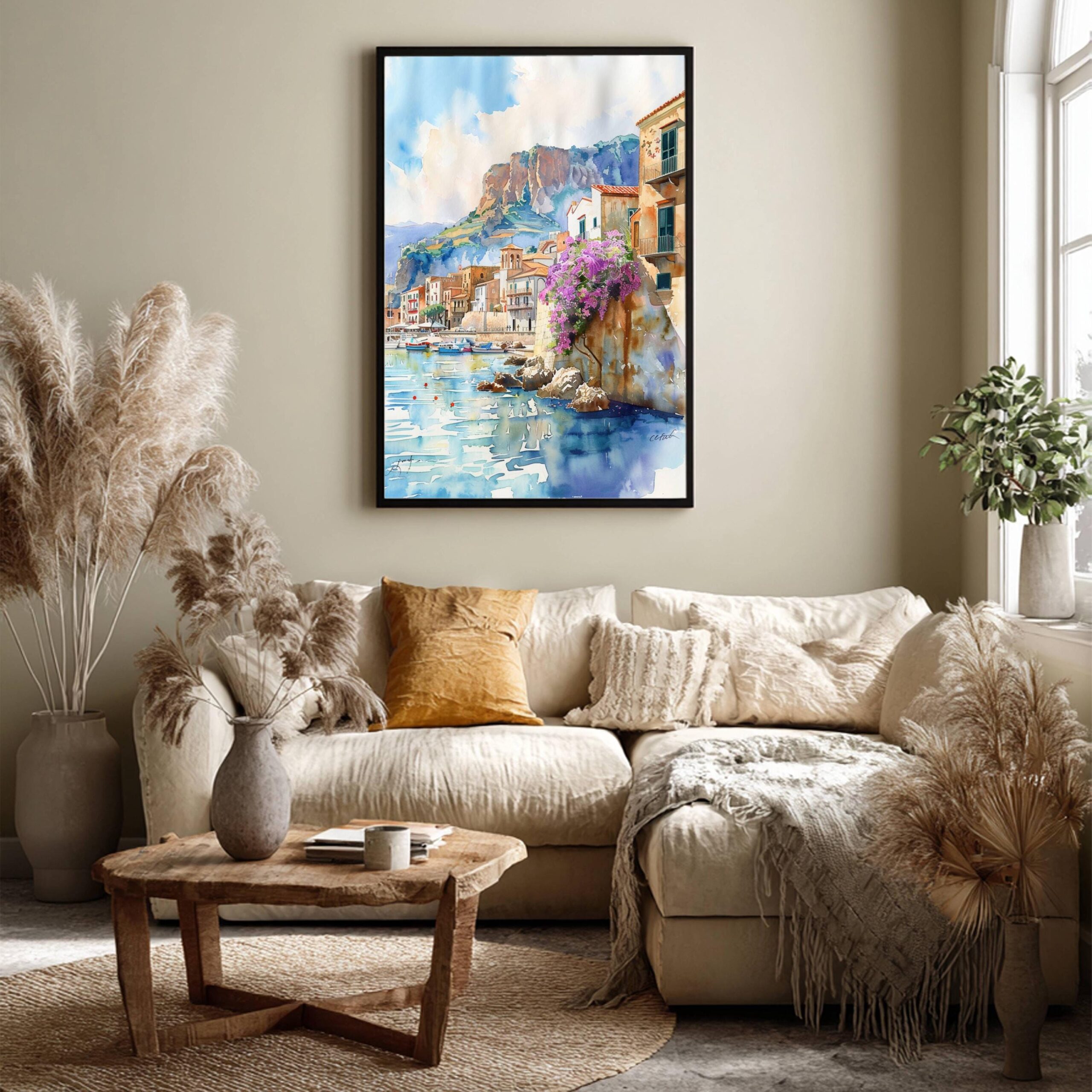 Cefalu Sicily Italy Europe Watercolor Print: Italian Travel Art Poster - Image 4