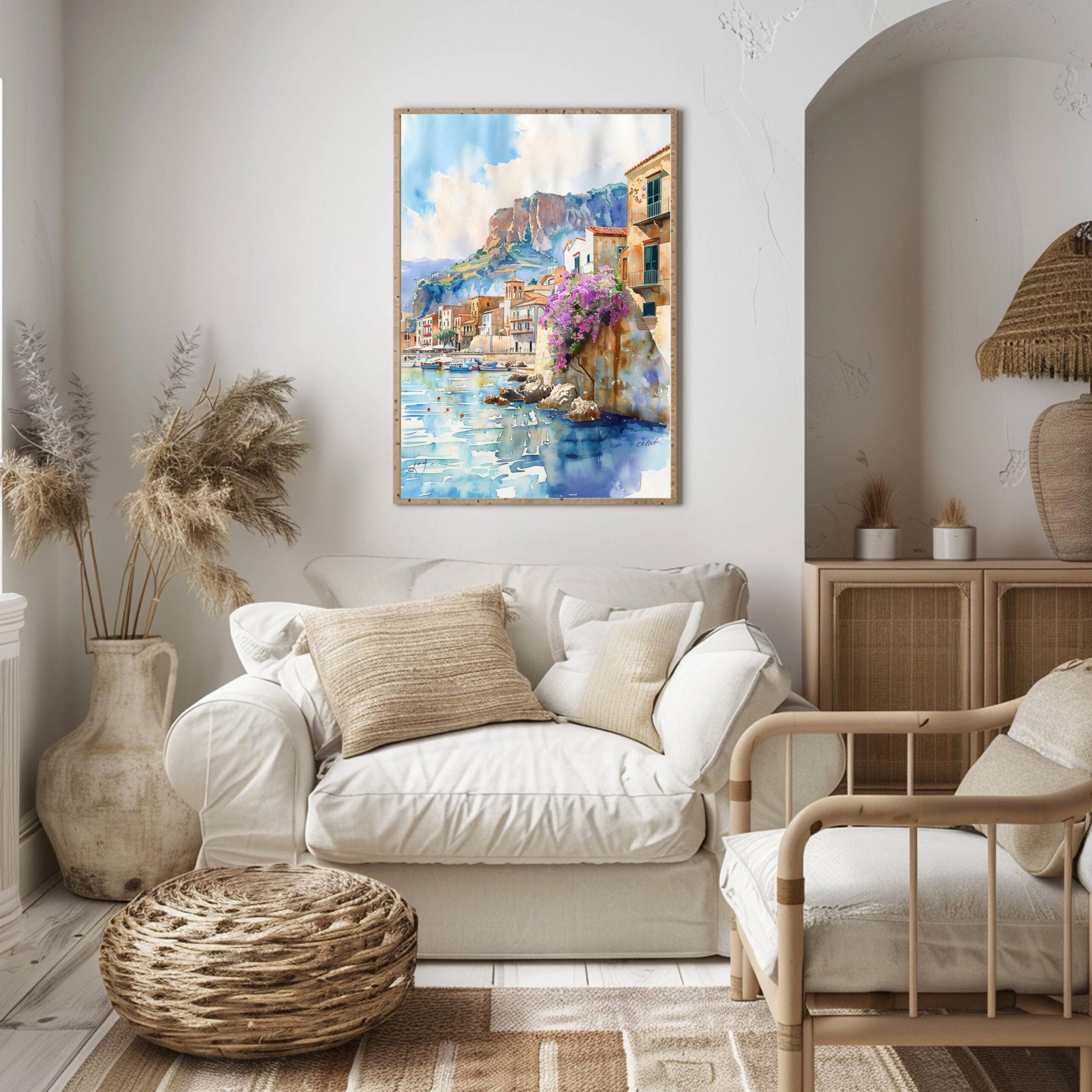 Cefalu Sicily Italy Europe Watercolor Print: Italian Travel Art Poster - Image 7