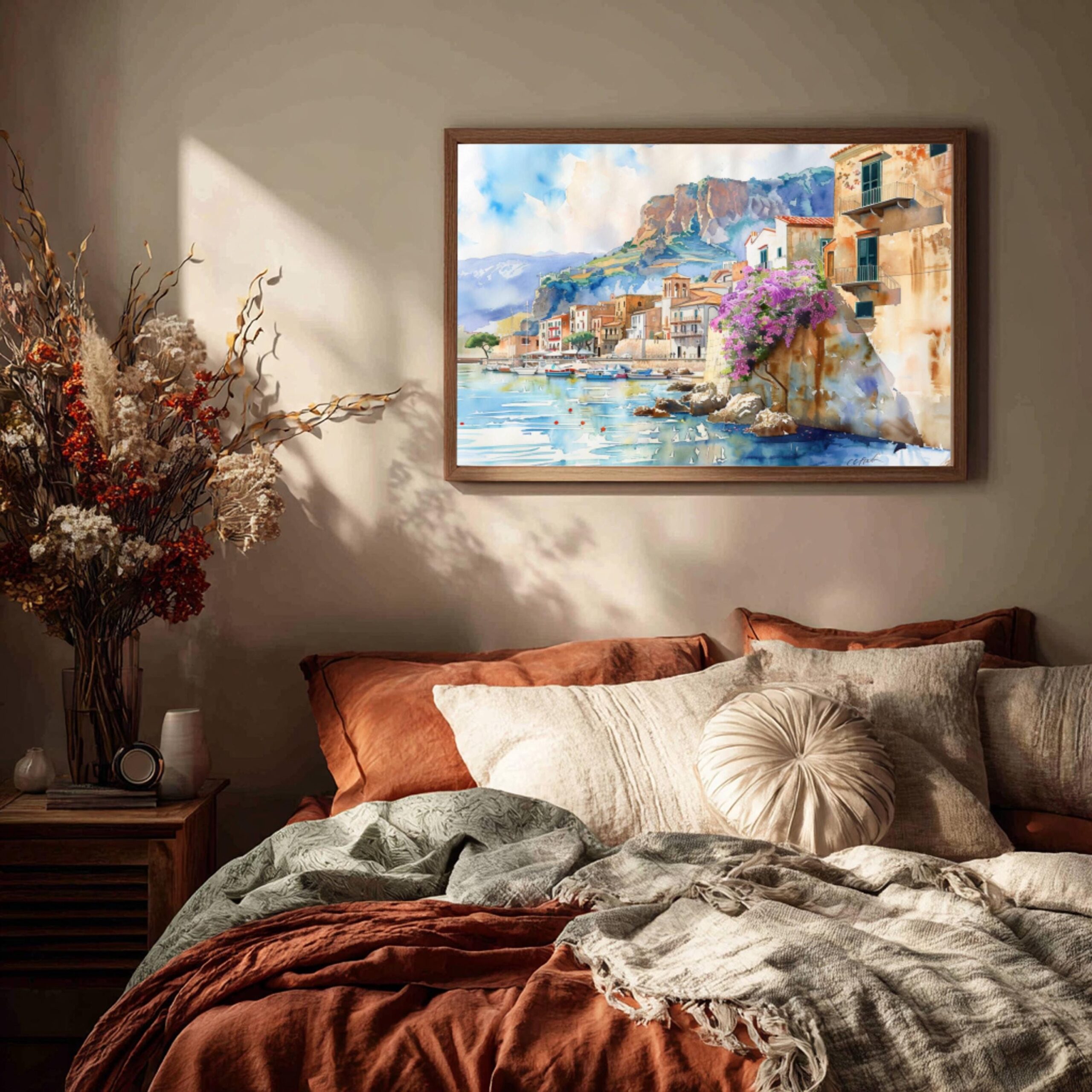 Cefalu Sicily Italy Europe Watercolor Print: Italian Travel Art Poster - Image 9