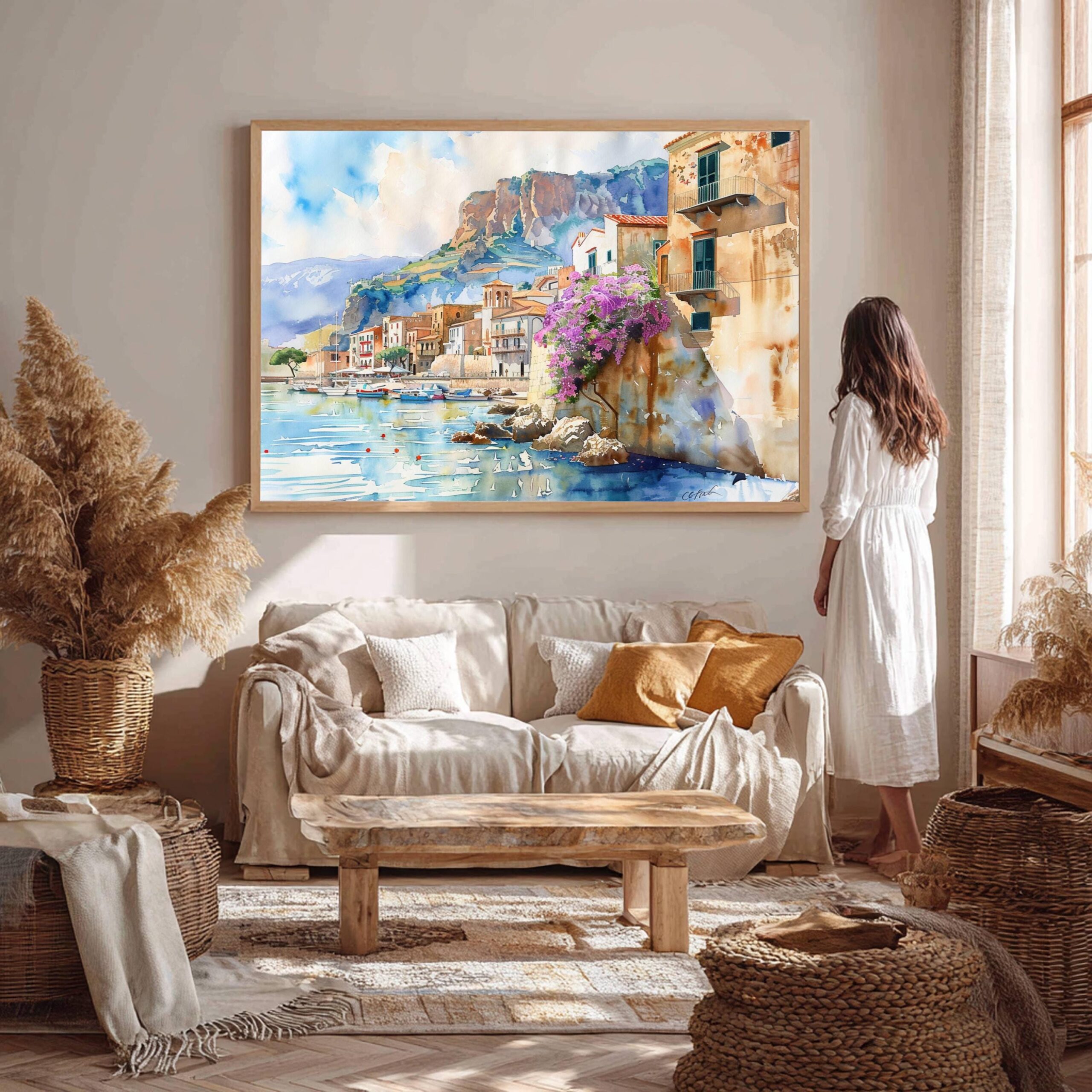 Cefalu Sicily Italy Europe Watercolor Print: Italian Travel Art Poster - Image 6