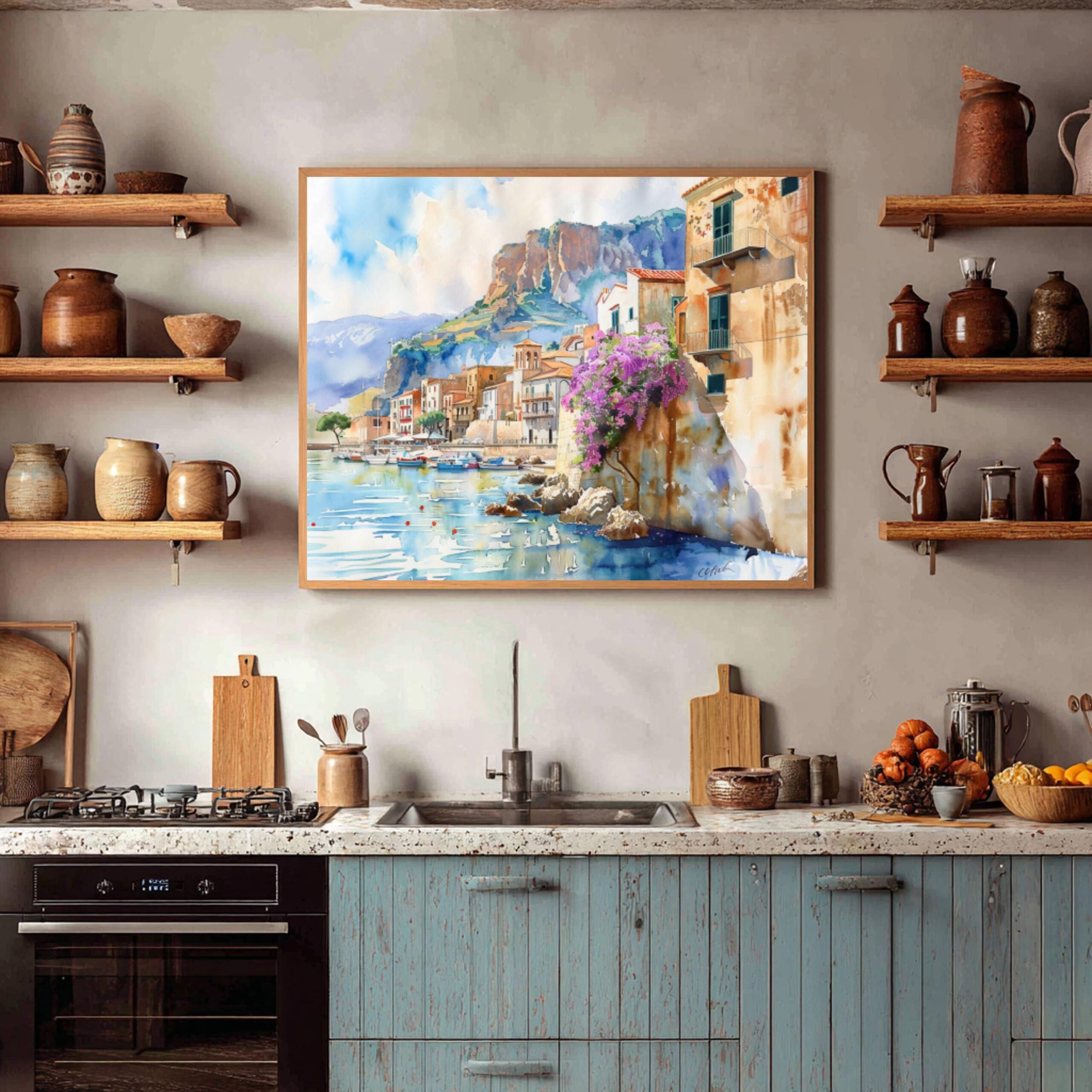 Cefalu Sicily Italy Europe Watercolor Print: Italian Travel Art Poster - Image 8