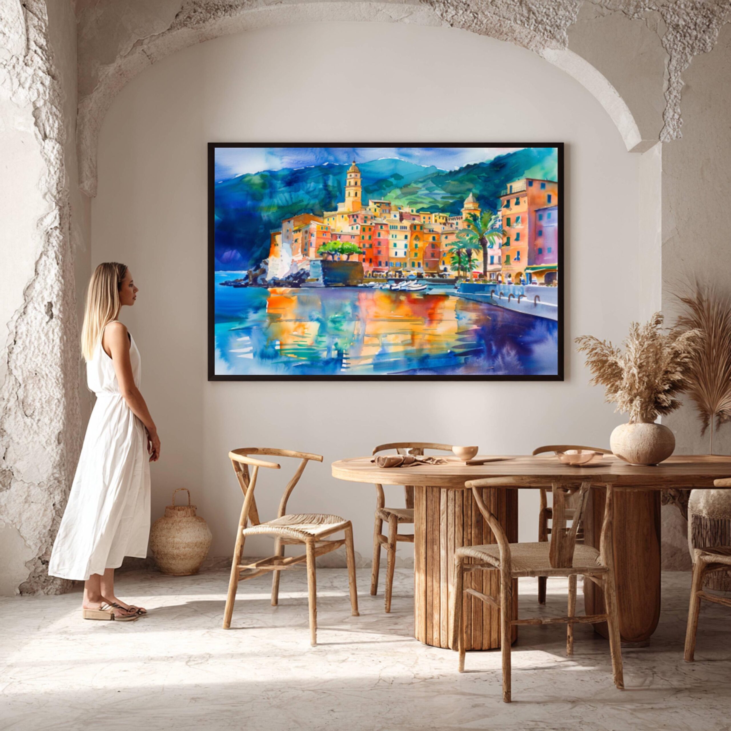 Camogli Liguria Italy Europe Watercolor: Italian Travel Art Print - Image 2