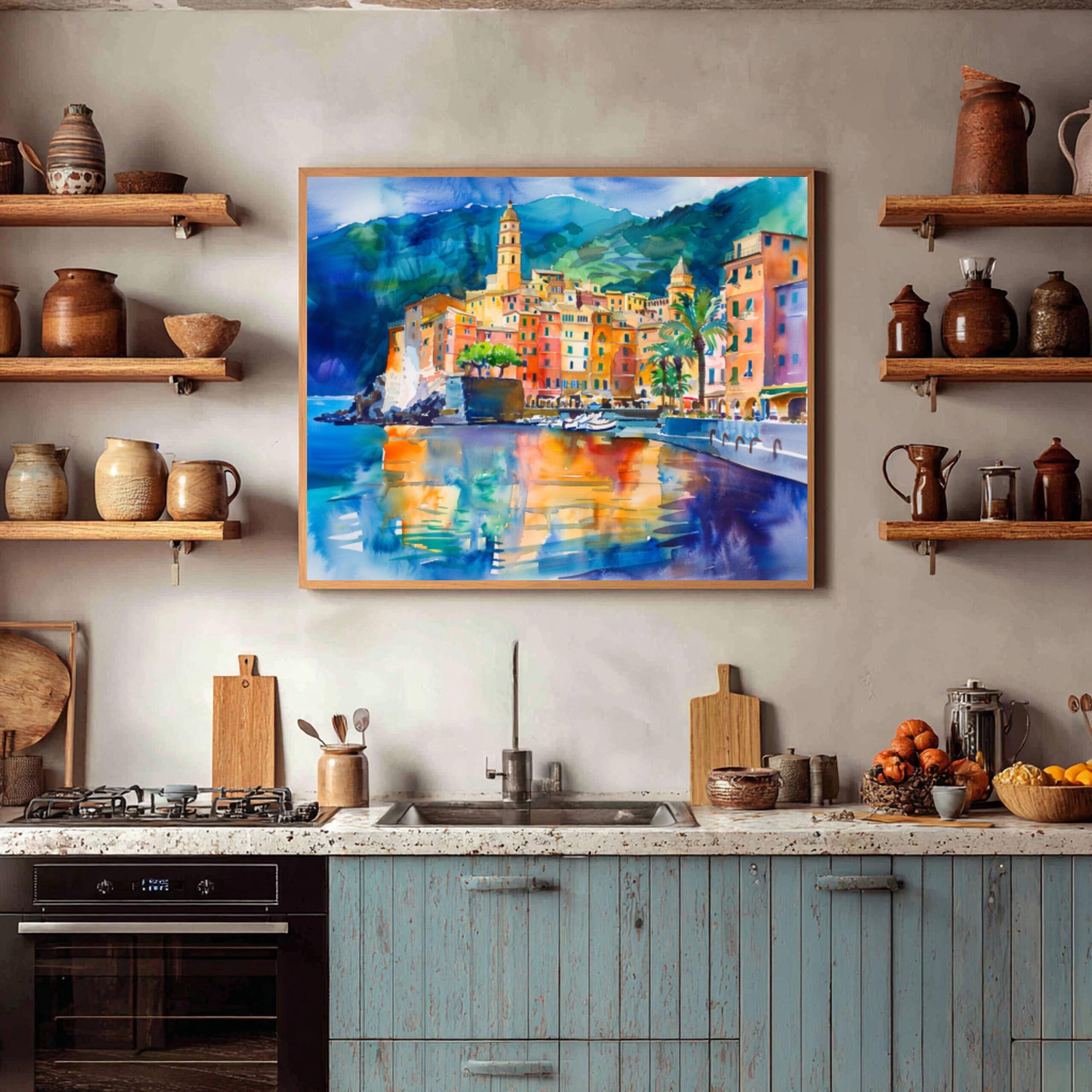 Camogli Liguria Italy Europe Watercolor: Italian Travel Art Print - Image 8