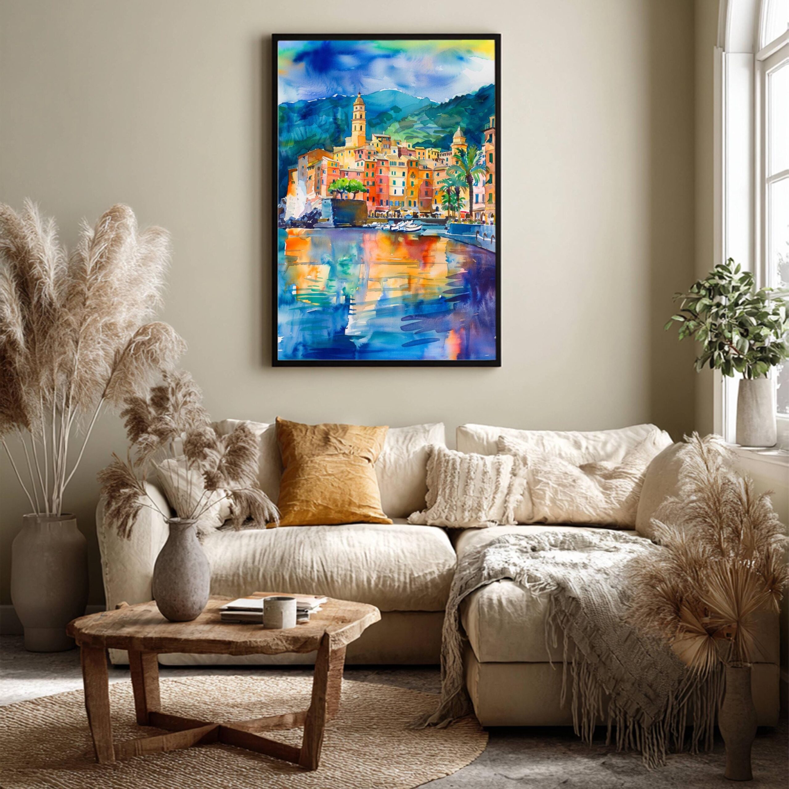 Camogli Liguria Italy Europe Watercolor: Italian Travel Art Print - Image 3