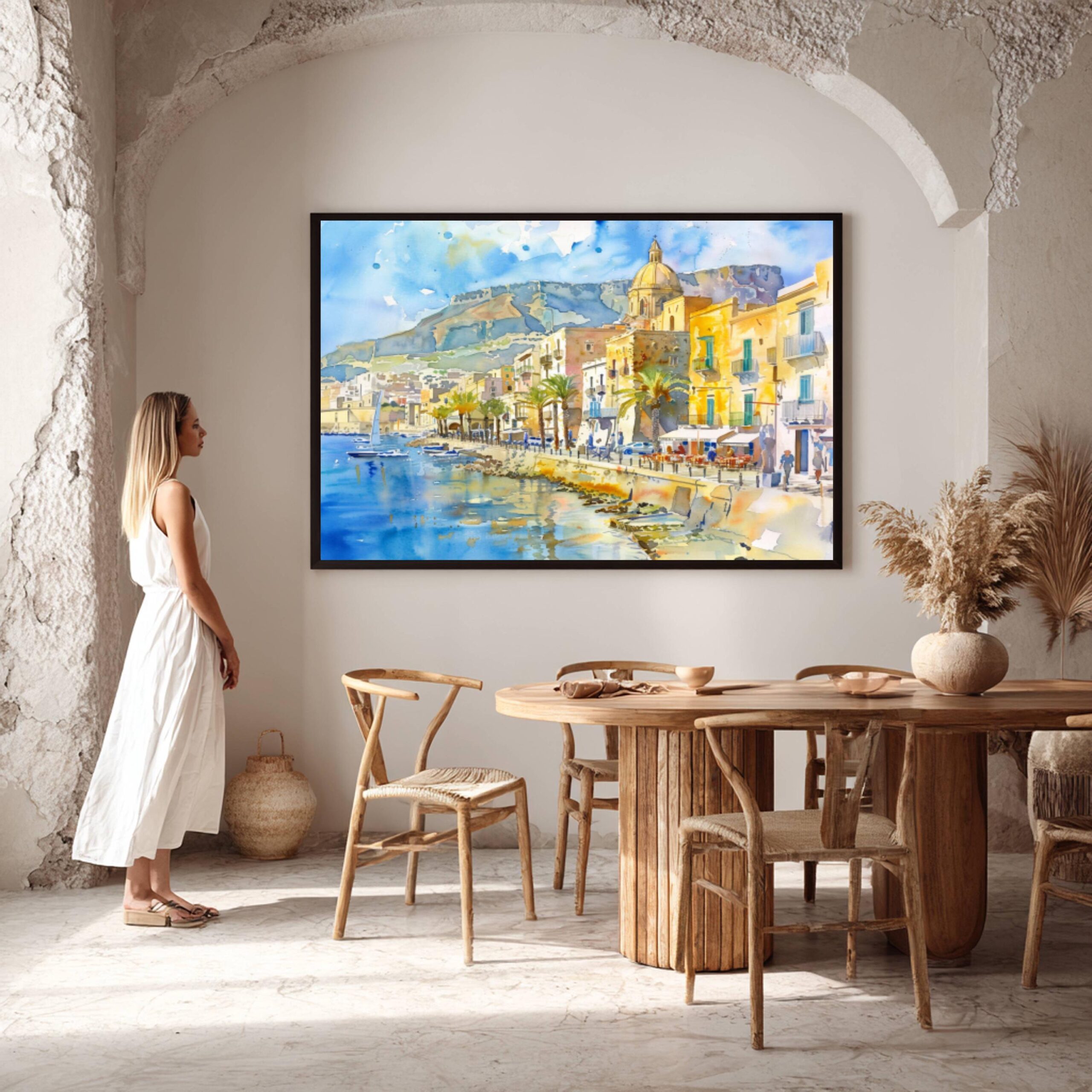 Trapani Sicily Italy Watercolor: Italian Travel Art Poster - Image 2