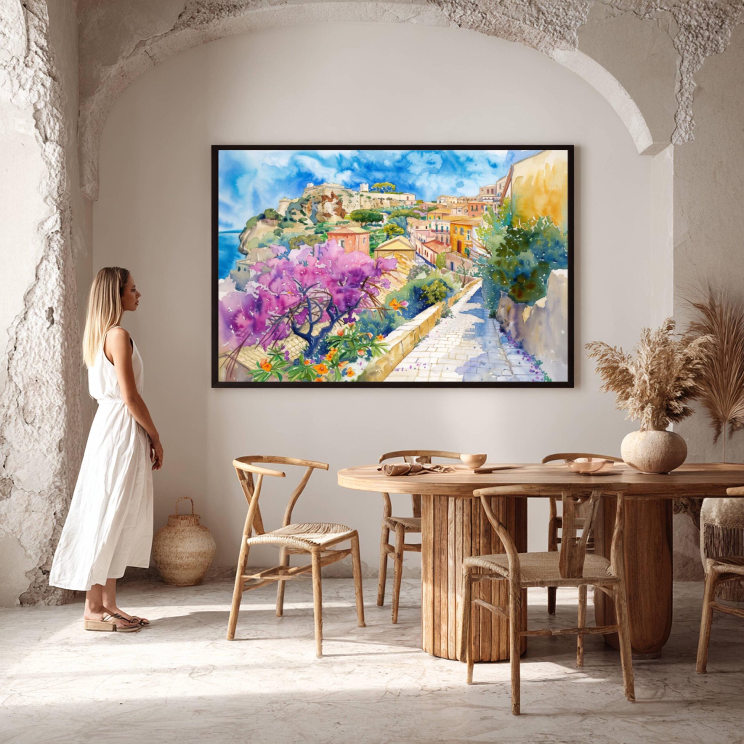 Syracuse Sicily Italy Watercolor: Italian Travel Art Poster - Image 2