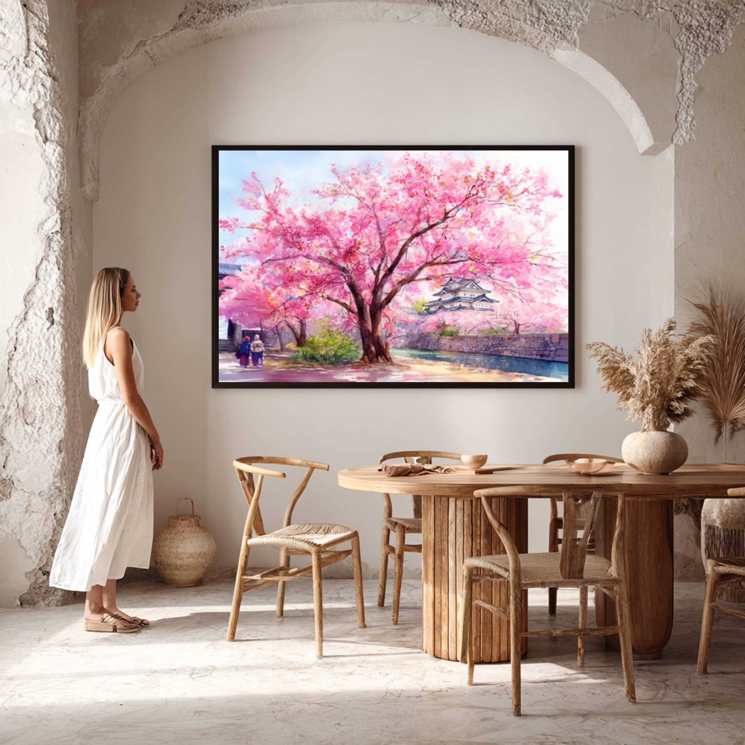 Cherry Blossom Hirosaki Japan Asia Watercolor Print: Japanese Travel Art Poster - Image 2