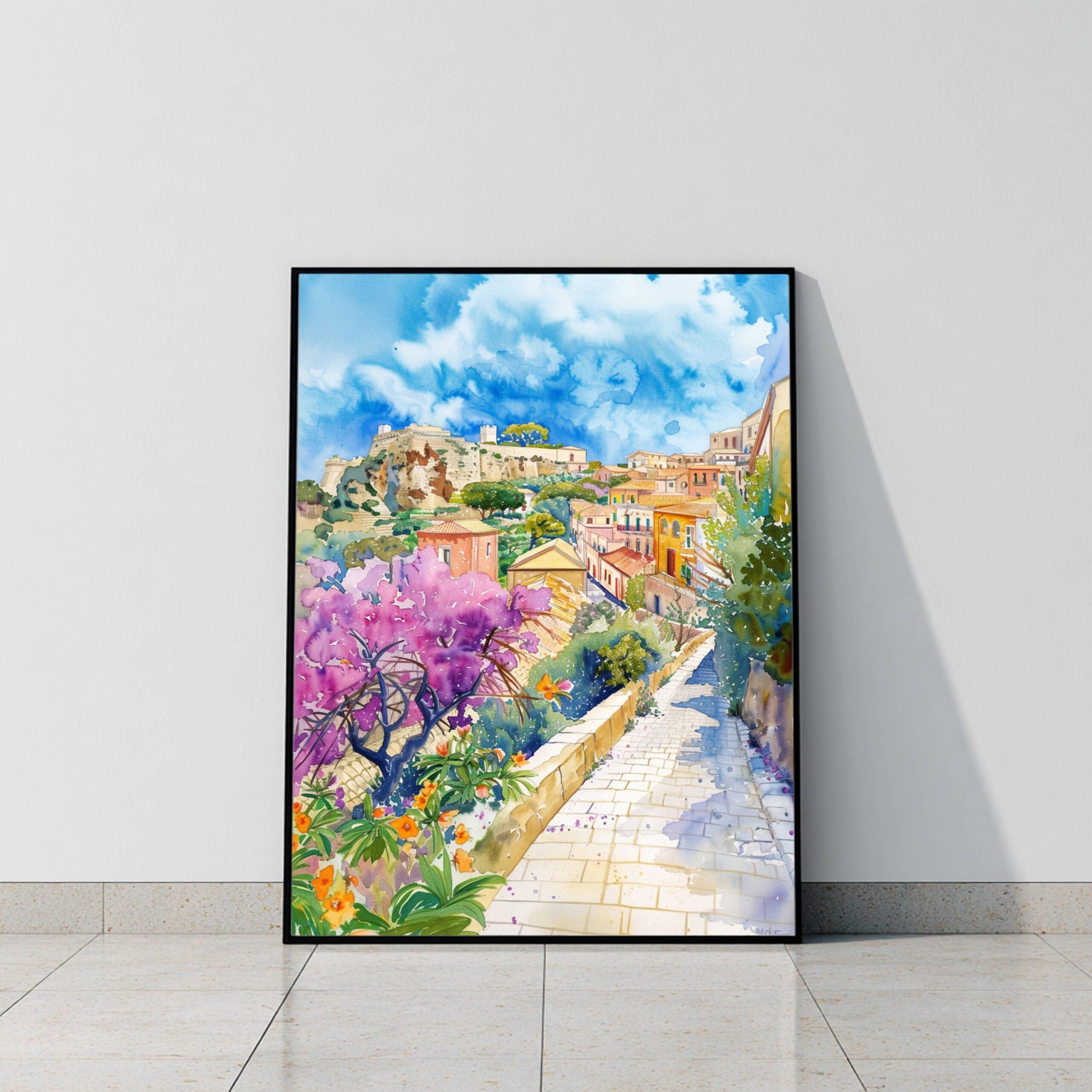 Syracuse Sicily Italy Watercolor: Italian Travel Art Poster - Image 2