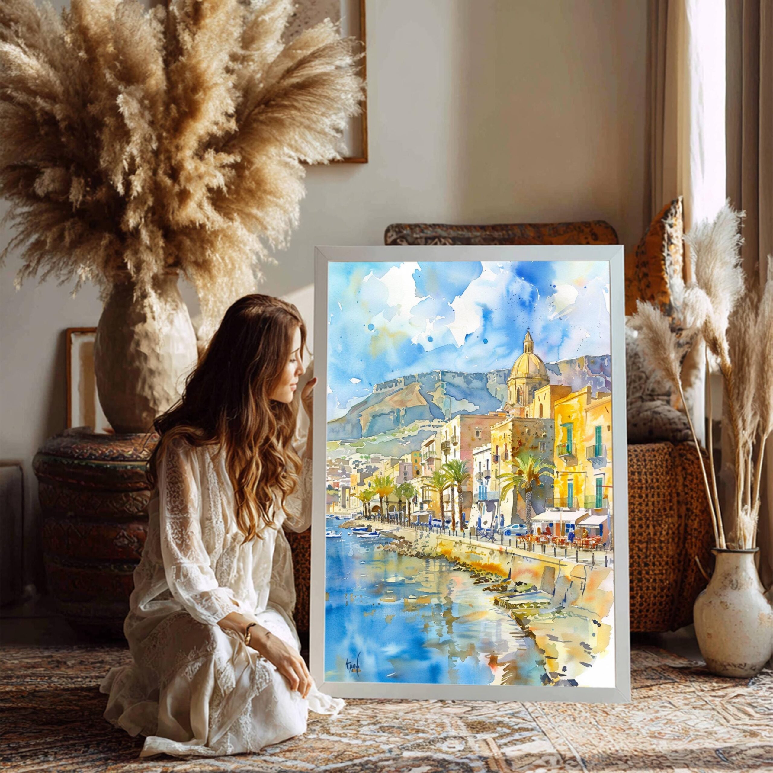 Trapani Sicily Italy Watercolor: Italian Travel Art Poster - Image 3