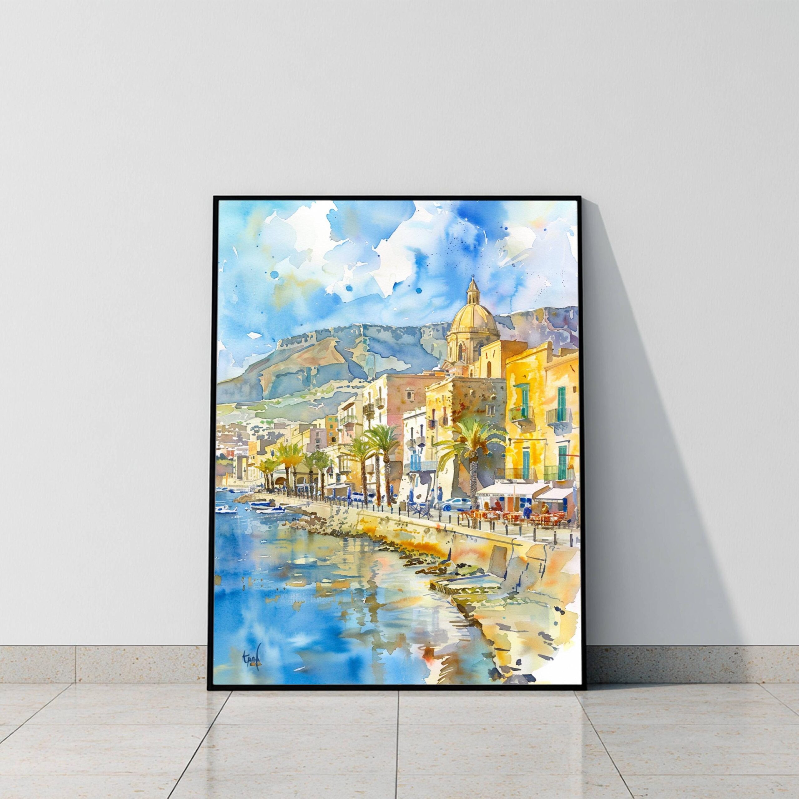 Trapani Sicily Italy Watercolor: Italian Travel Art Poster - Image 2