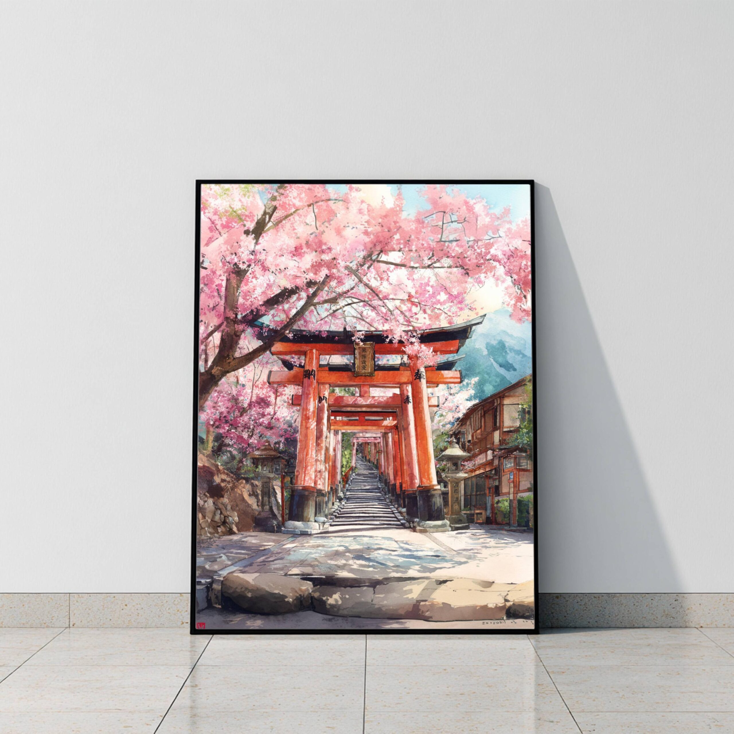 Fushimi Inari 1000 Gates Japan Asia Watercolor Print: Japanese Travel Art Poster - Image 2
