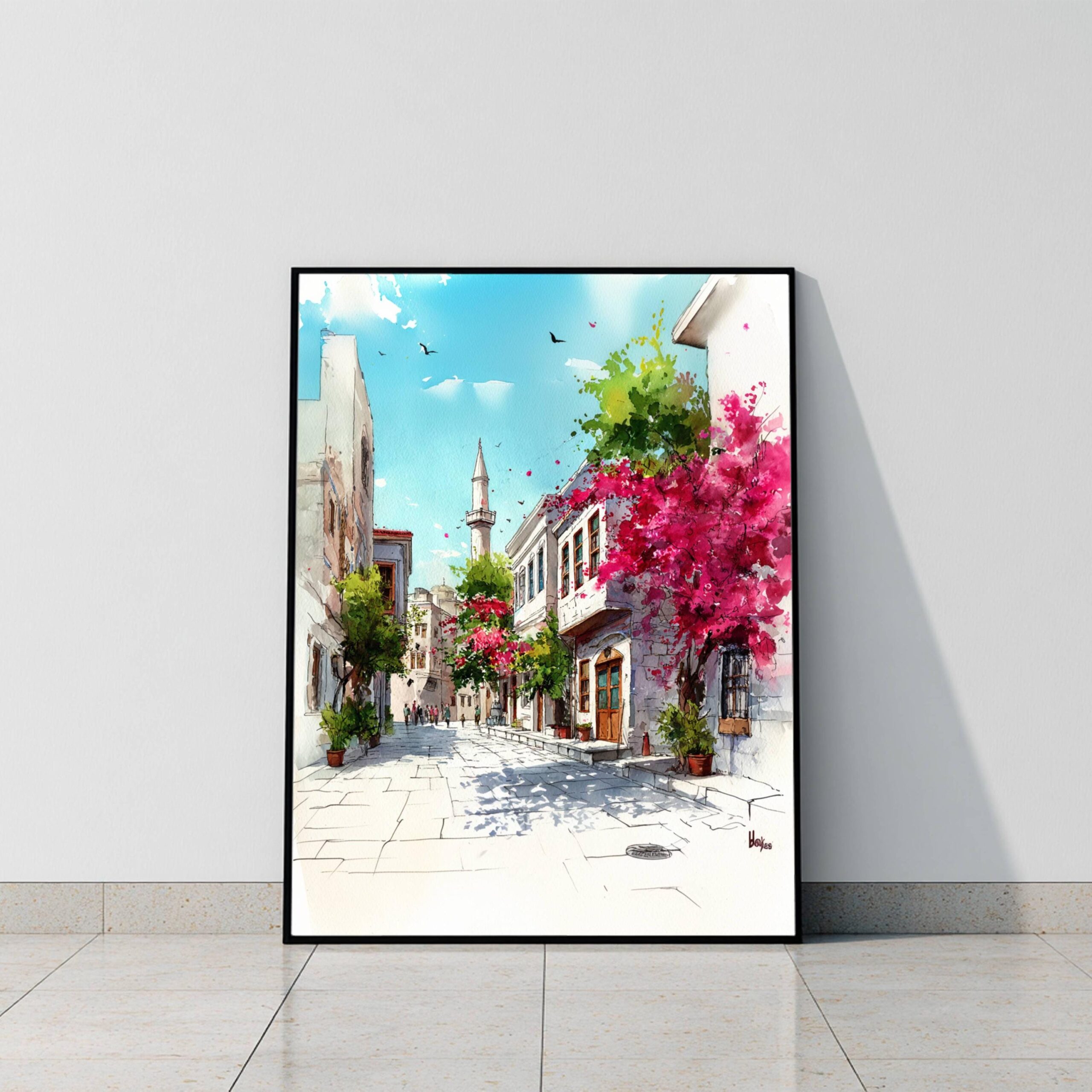 Bodrum Turkey Watercolor Print: Türkiye Europe Travel Art Poster - Image 2