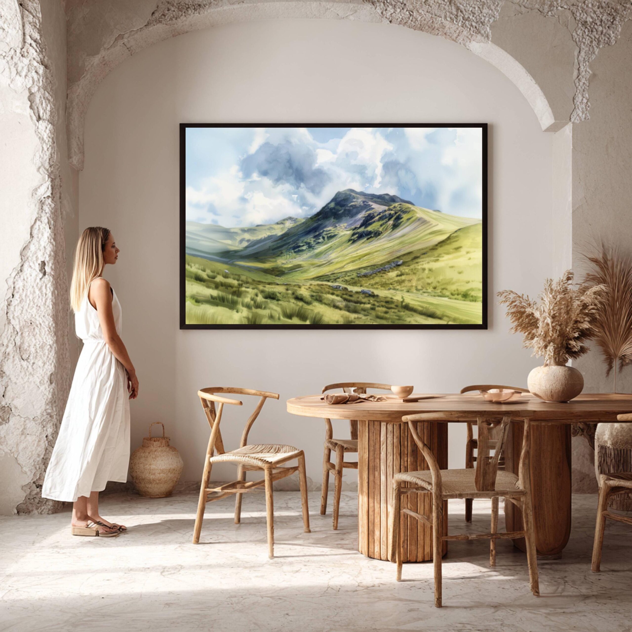 Scafell Pike Cumbria England UK Watercolor: Three Peaks Challenge Poster - Image 2