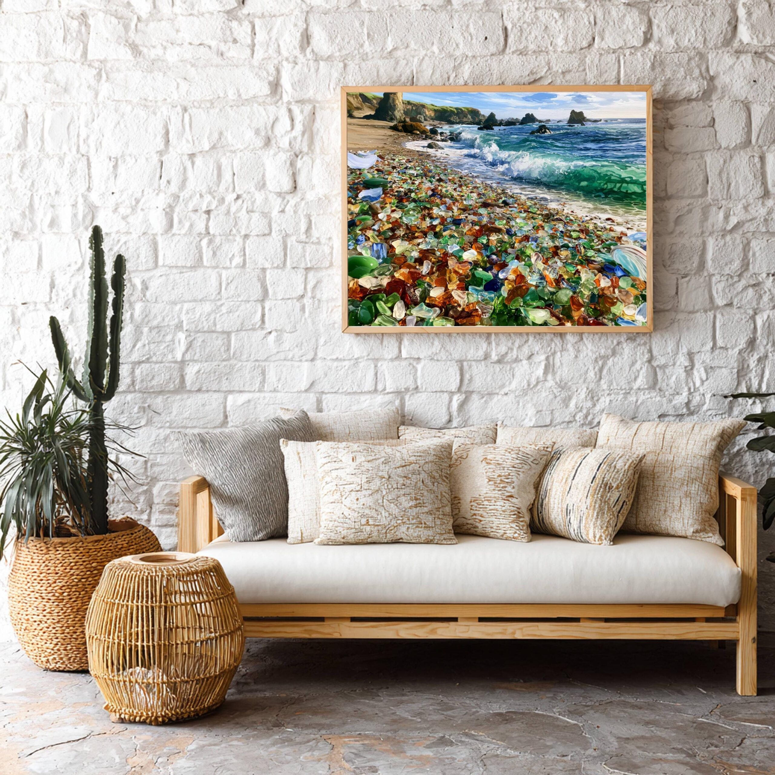 Glass Beach Fort Bragg California USA Watercolor Print: American Travel Poster - Image 3