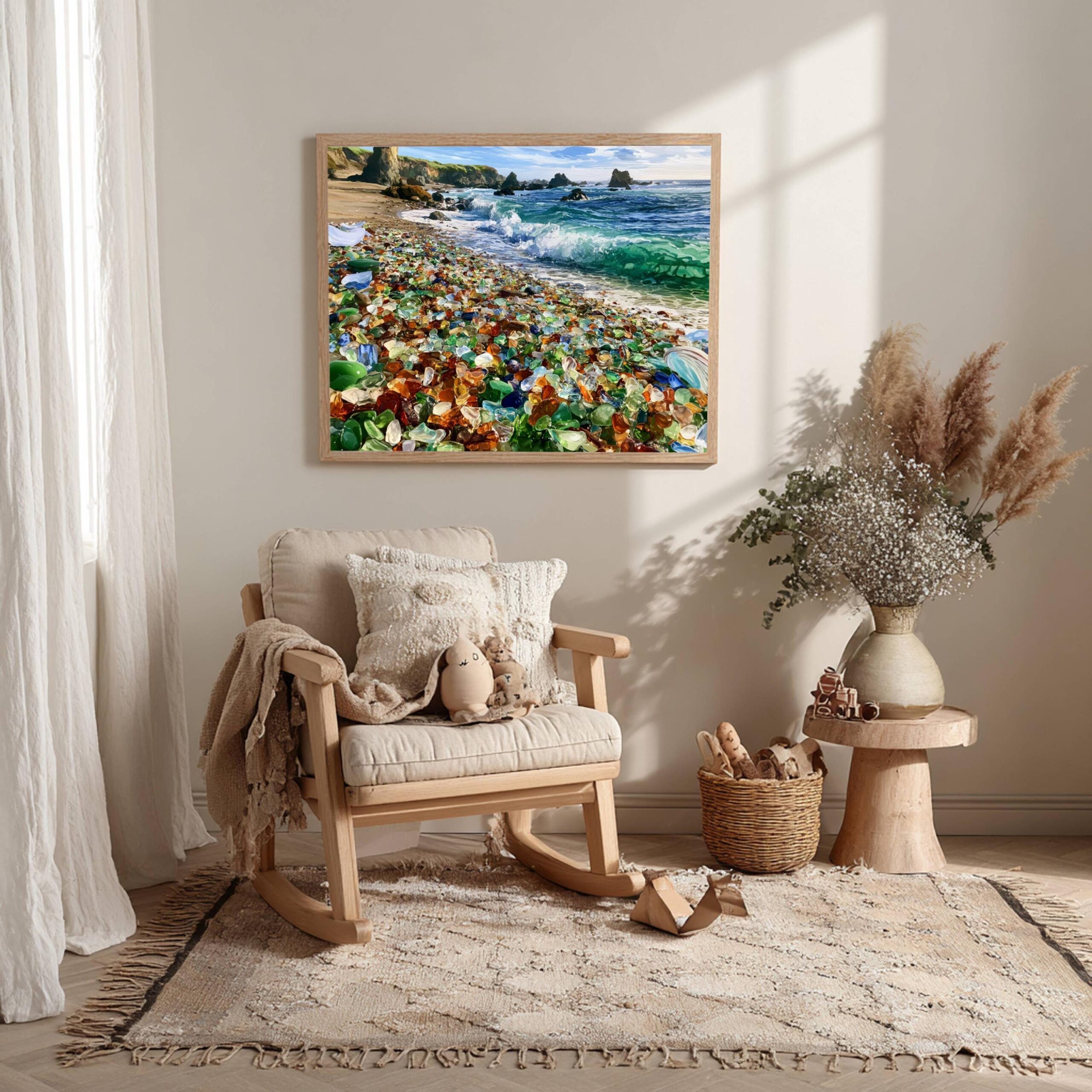 Glass Beach Fort Bragg California USA Watercolor Print: American Travel Poster - Image 2