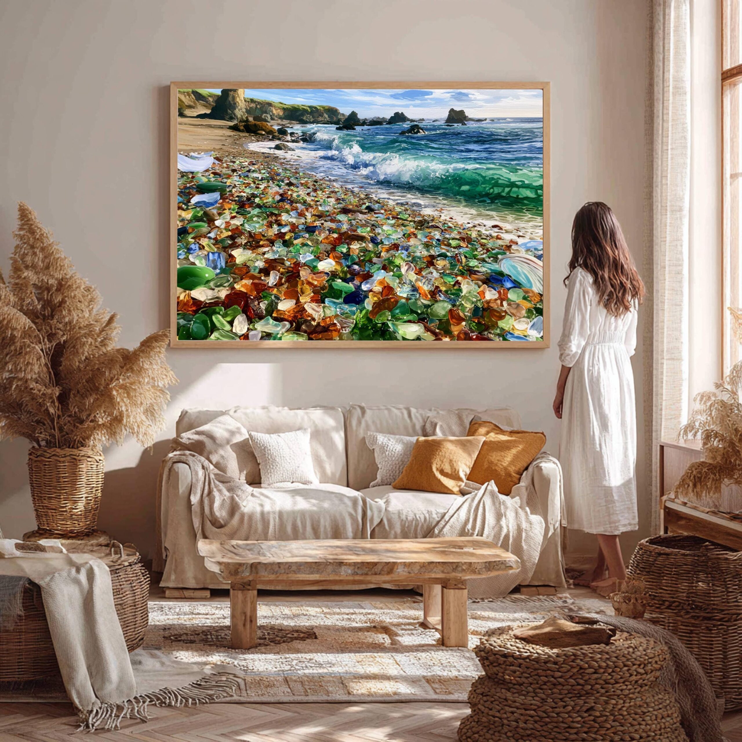 Glass Beach Fort Bragg California USA Watercolor Print: American Travel Poster - Image 5