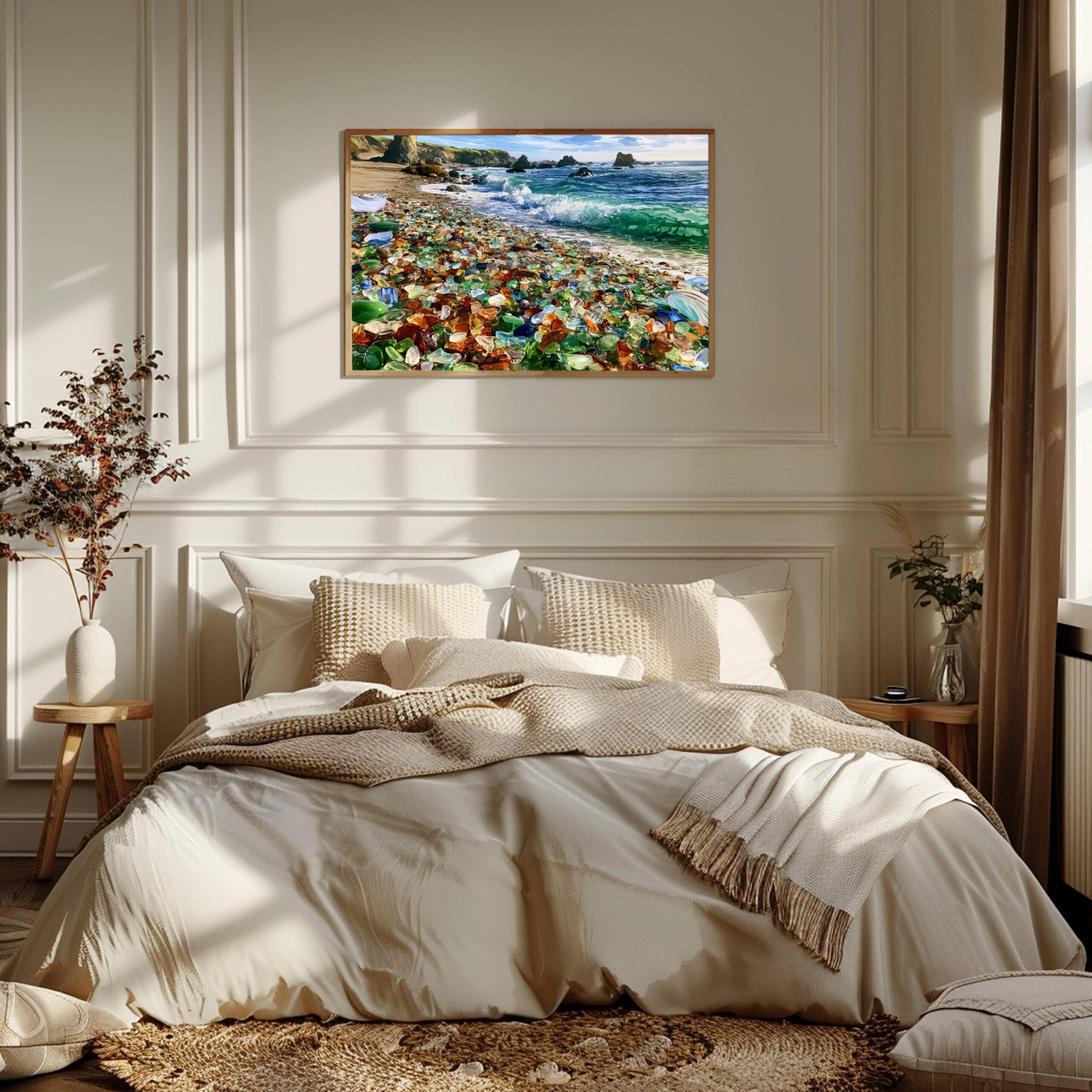 Glass Beach Fort Bragg California USA Watercolor Print: American Travel Poster - Image 4