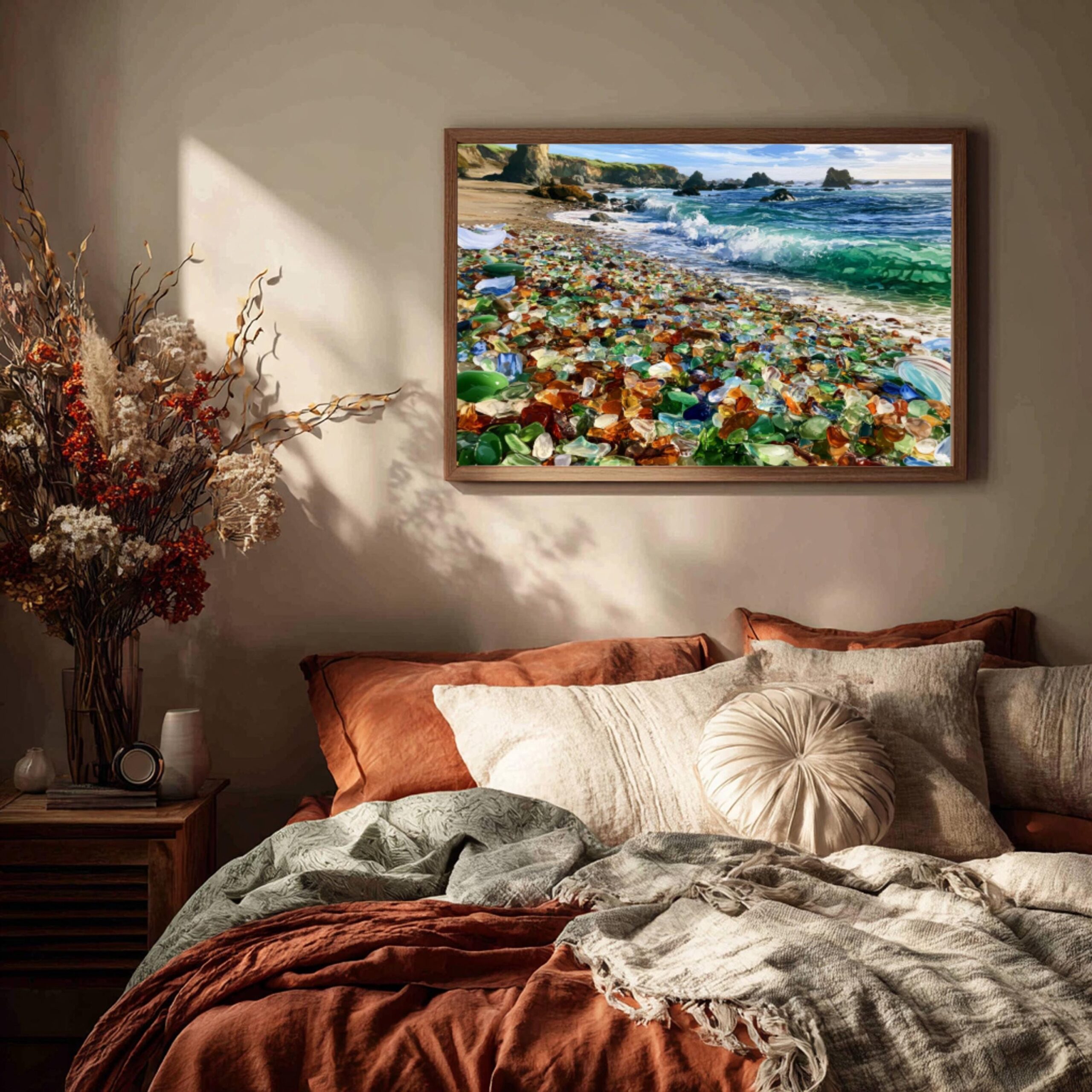 Glass Beach Fort Bragg California USA Watercolor Print: American Travel Poster - Image 8