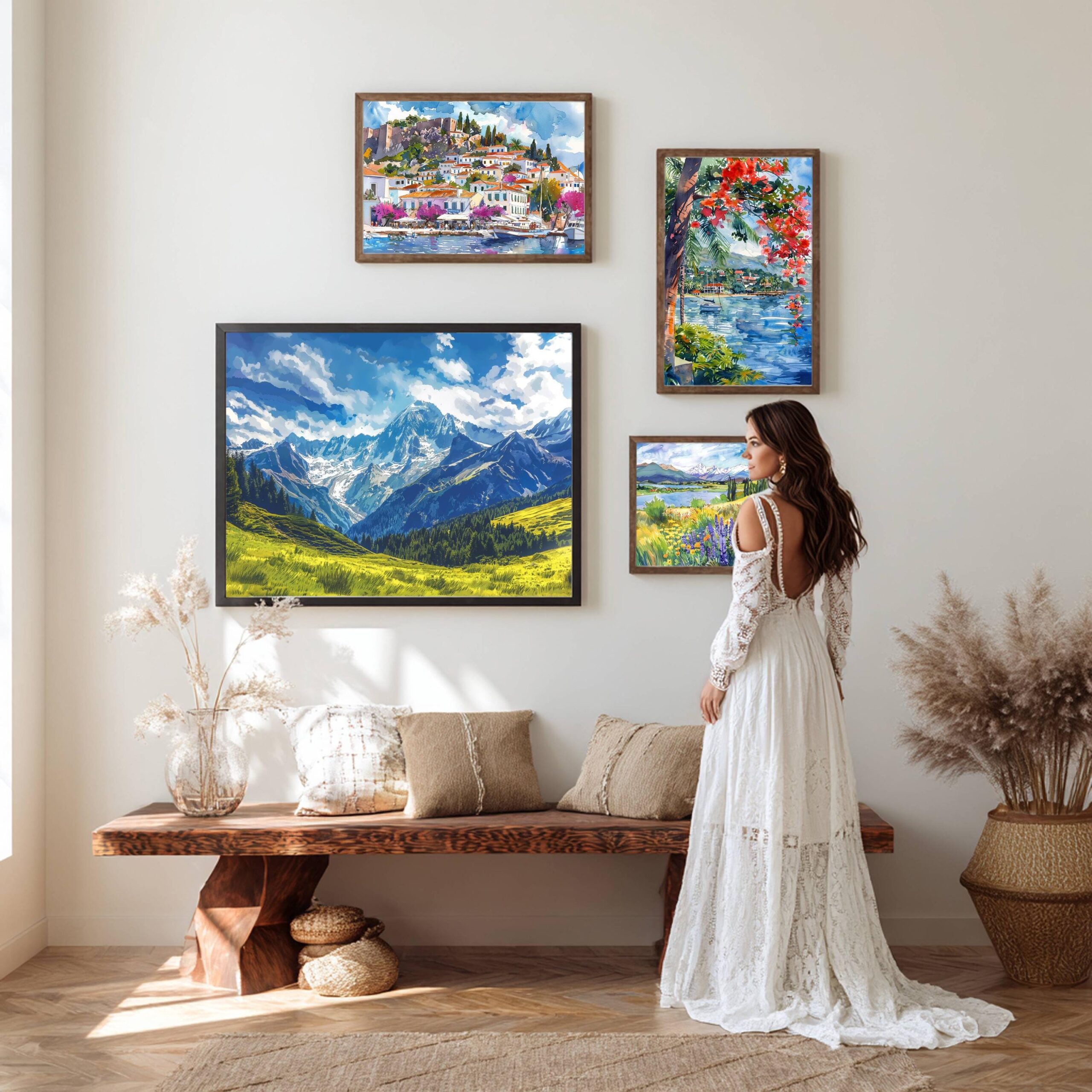 Mont Blanc Mountain Switzerland Europe Watercolor Print: Vacation Travel Art Poster - Image 2