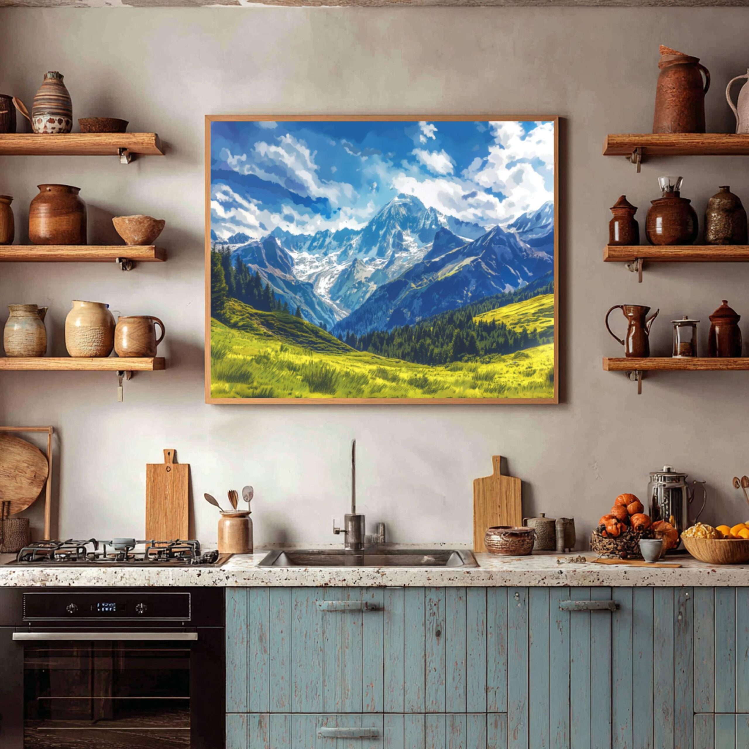Mont Blanc Mountain Switzerland Europe Watercolor Print: Vacation Travel Art Poster - Image 5