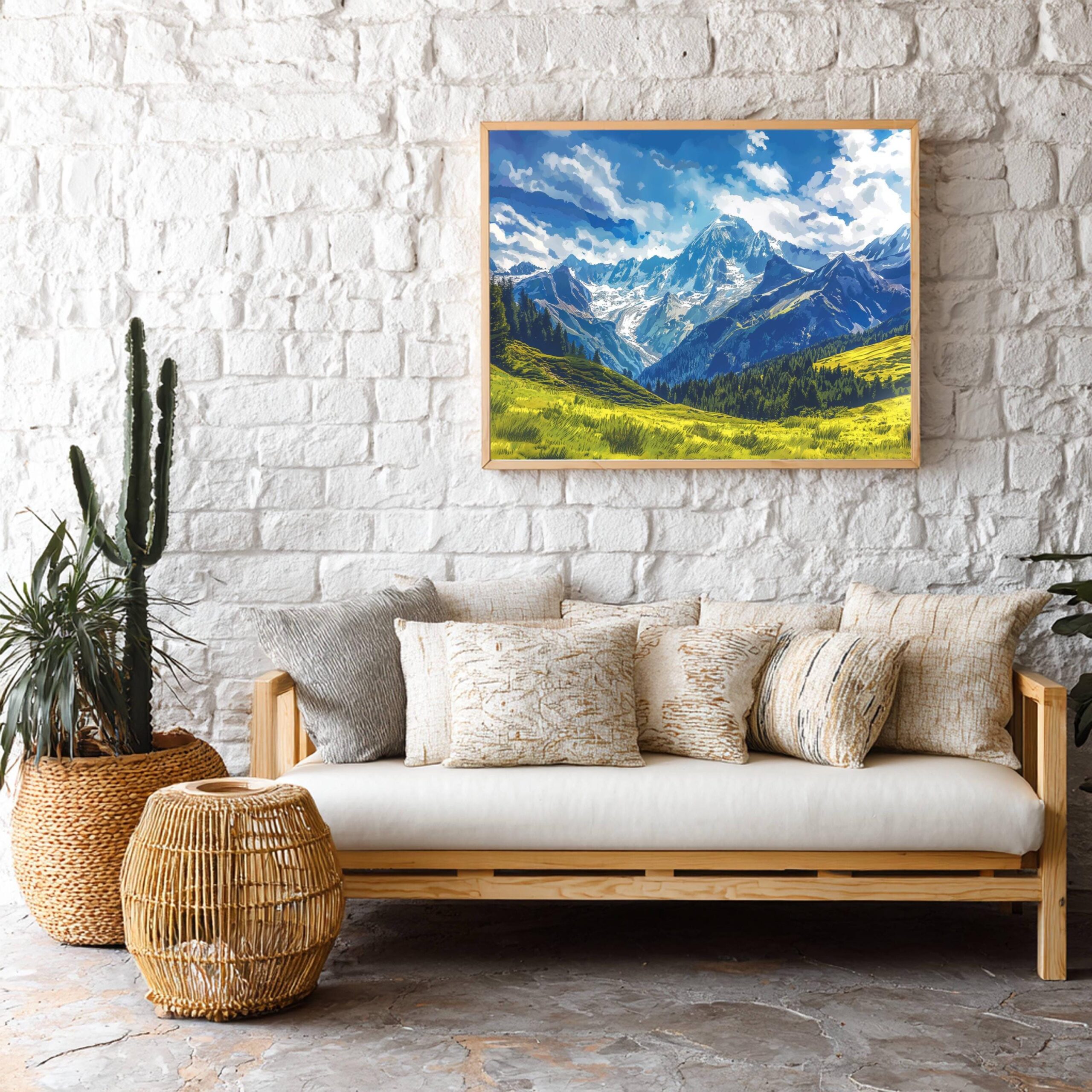 Mont Blanc Mountain Switzerland Europe Watercolor Print: Vacation Travel Art Poster - Image 7