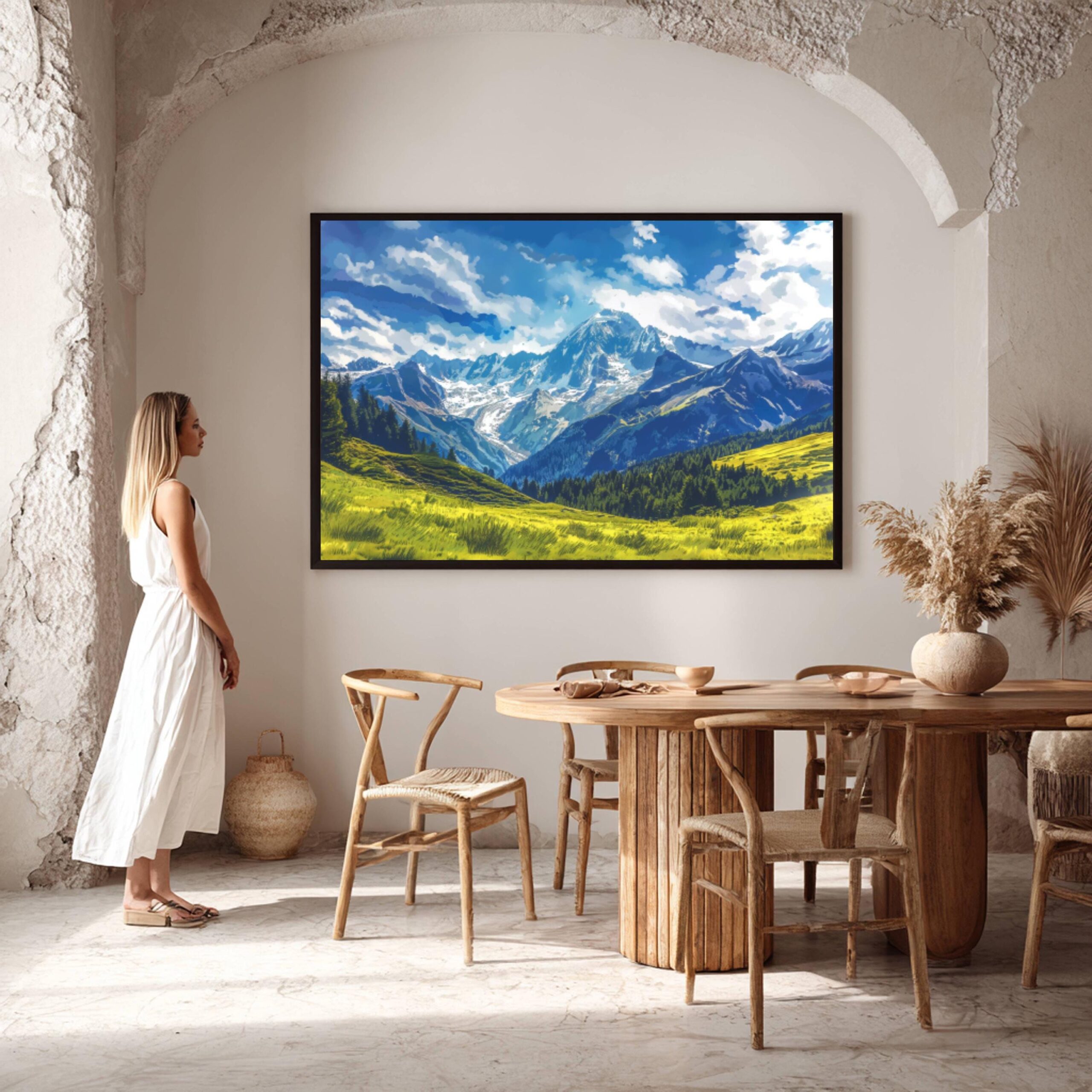 Mont Blanc Mountain Switzerland Europe Watercolor Print: Vacation Travel Art Poster - Image 4